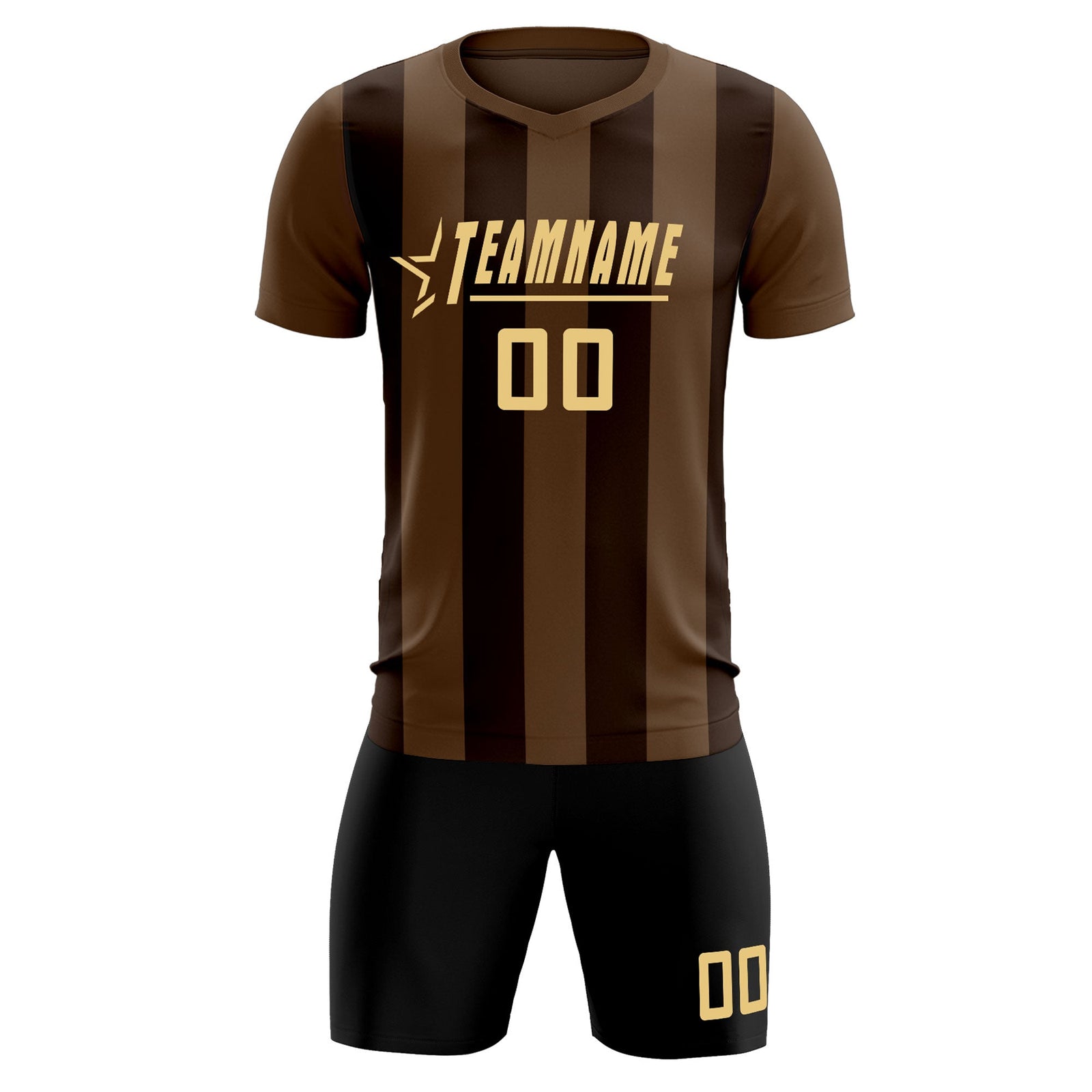 Custom Light Brown Brown Vertical Stripes Casual Outdoor Soccer Sets Jersey