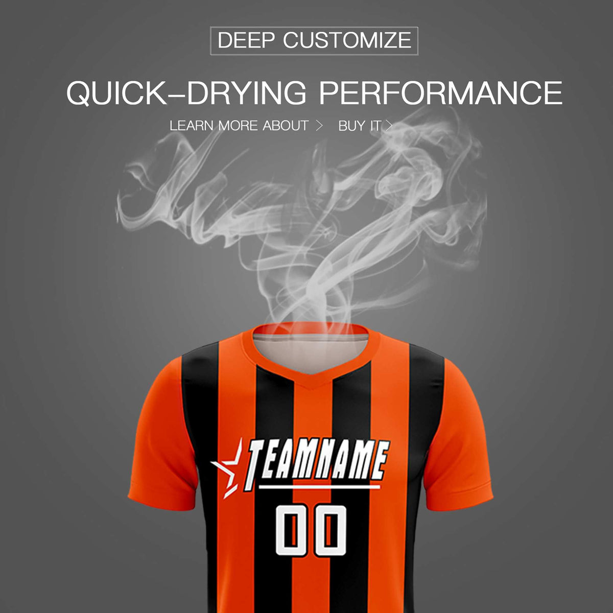 Custom Orange Black Vertical Stripes Casual Outdoor Soccer Sets Jersey