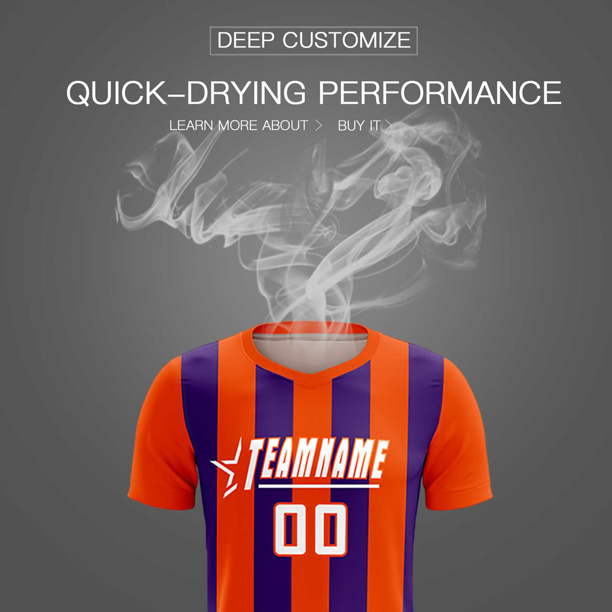 Custom Orange Purple Vertical Stripes Casual Outdoor Soccer Sets Jersey