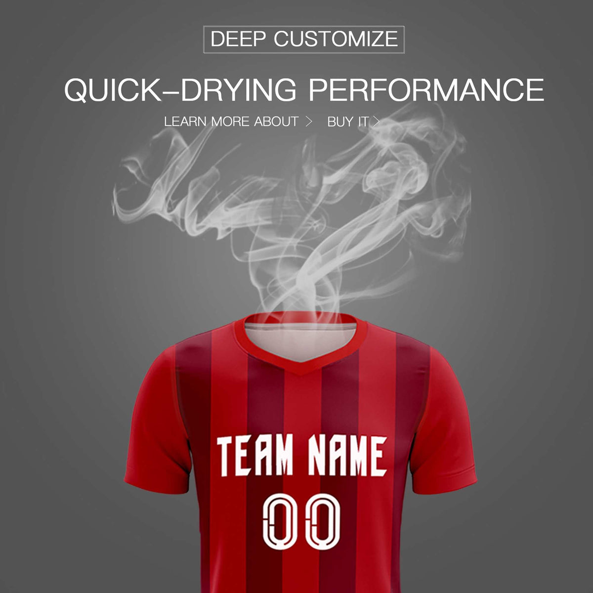 Custom Red Crimson Vertical Stripes Casual Outdoor Soccer Sets Jersey