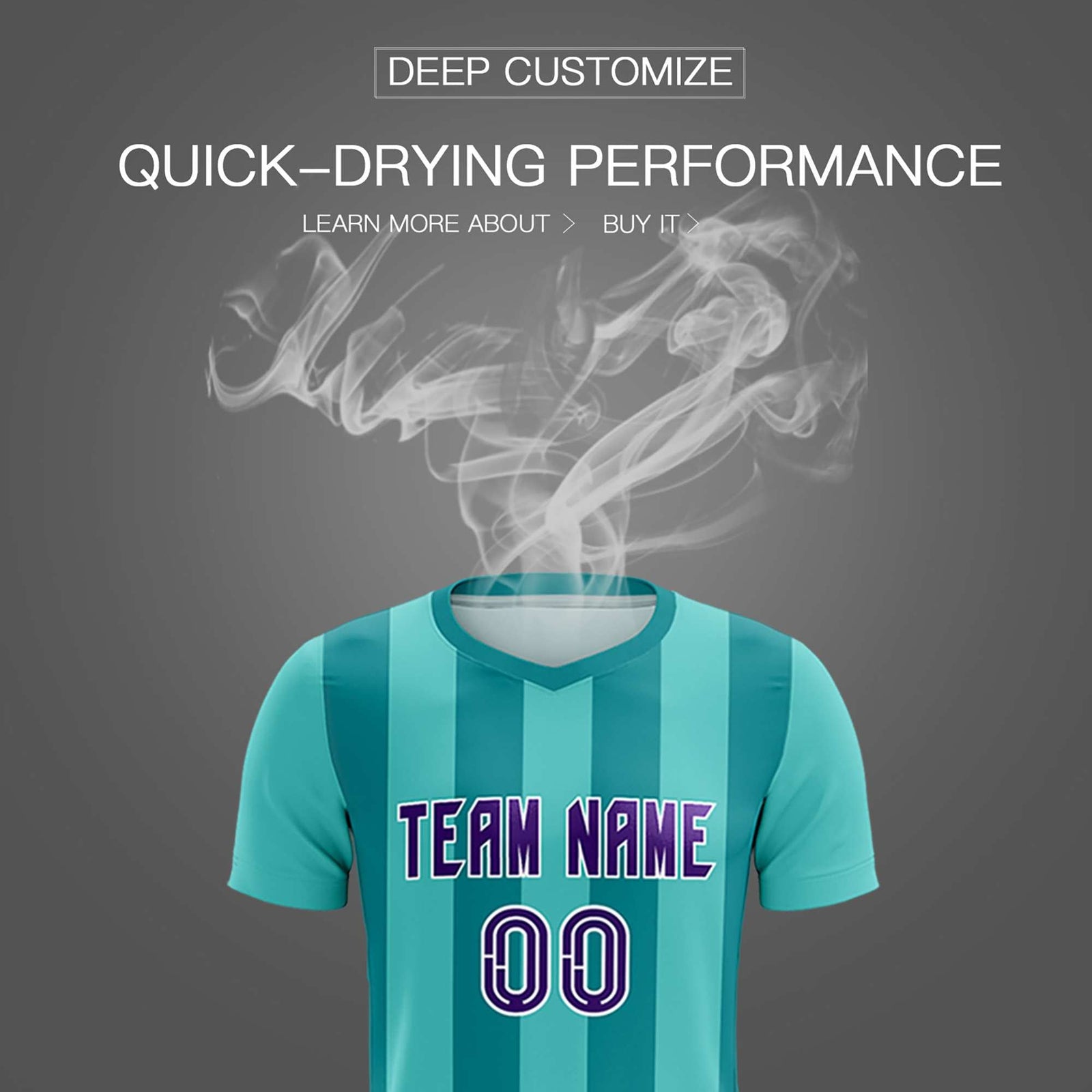 Custom Bright Green Aqua Vertical Stripes Casual Outdoor Soccer Sets Jersey