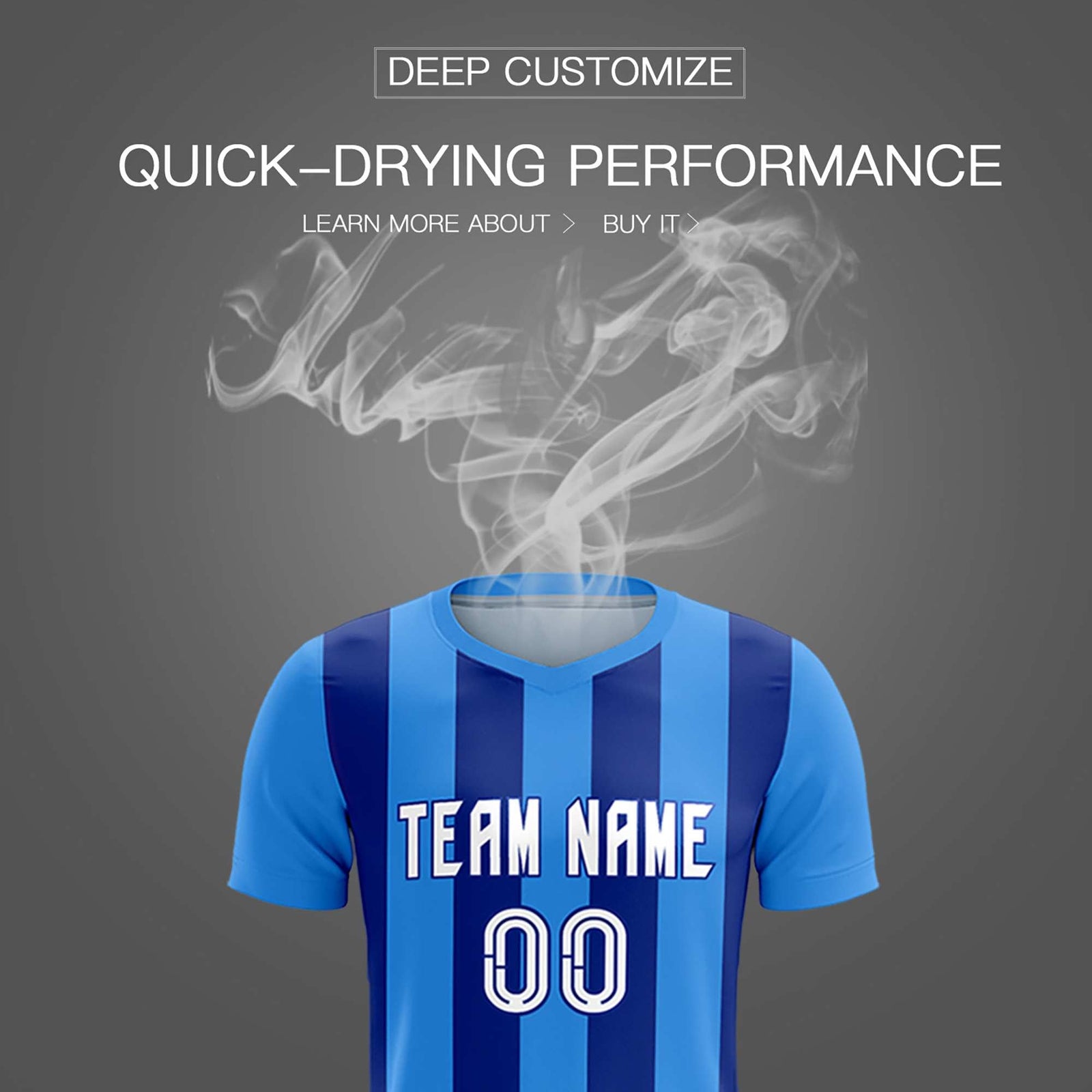 Custom Powder Blue Royal Vertical Stripes Casual Outdoor Soccer Sets Jersey