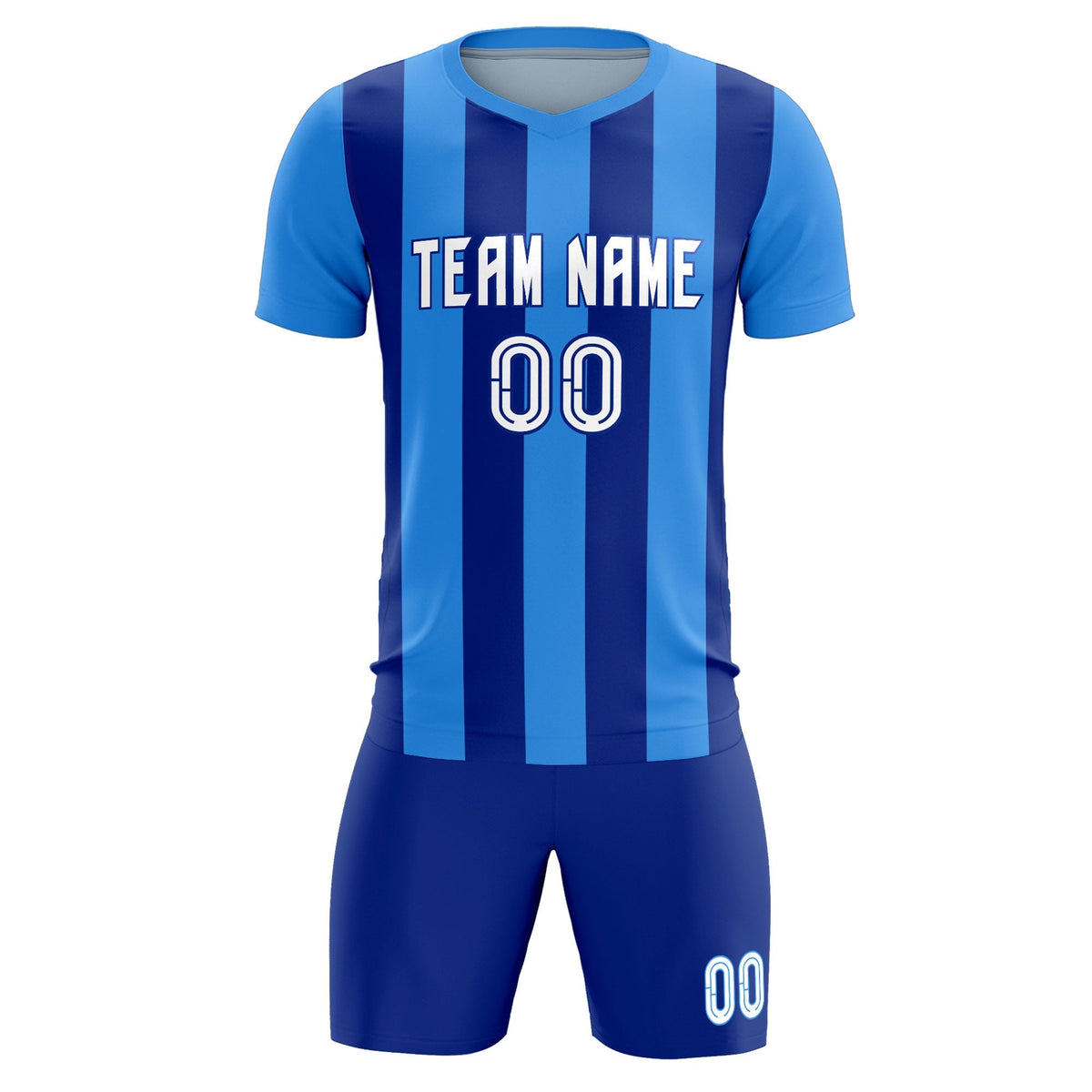 Custom Powder Blue Royal Vertical Stripes Casual Outdoor Soccer Sets Jersey