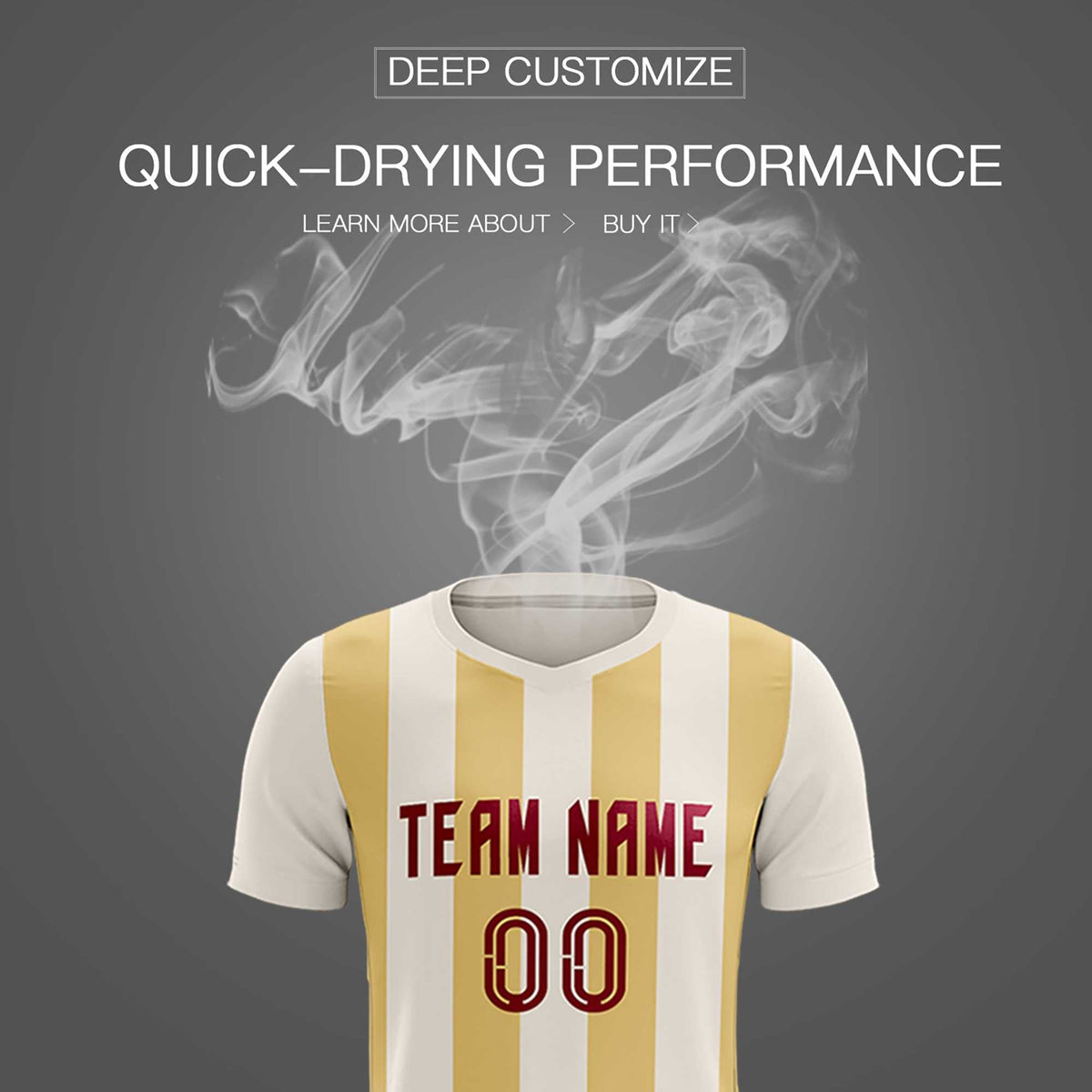 Custom Cream Khaki Vertical Stripes Casual Outdoor Soccer Sets Jersey