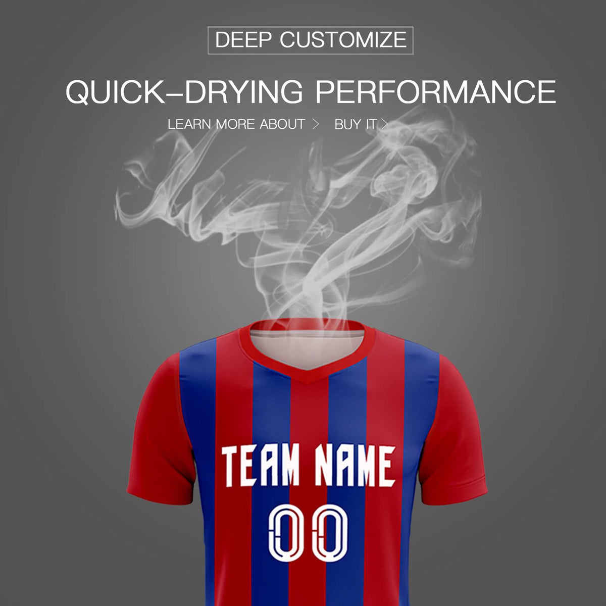 Custom Red Royal Vertical Stripes Casual Outdoor Soccer Sets Jersey