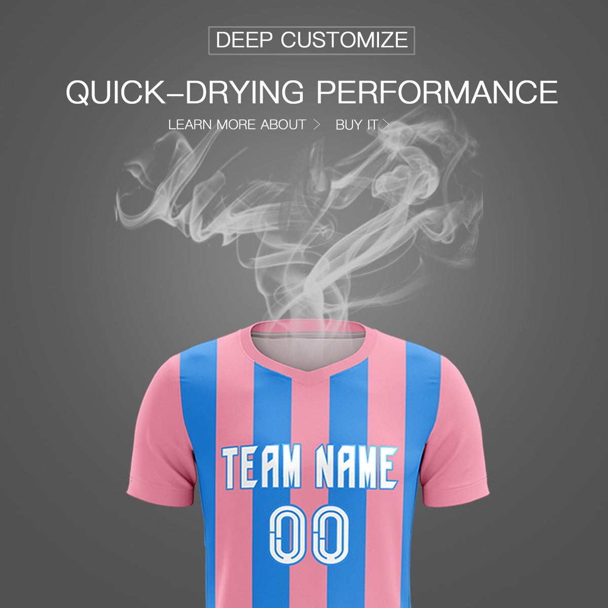 Custom Light Pink Powder Blue Vertical Stripes Casual Outdoor Soccer Sets Jersey