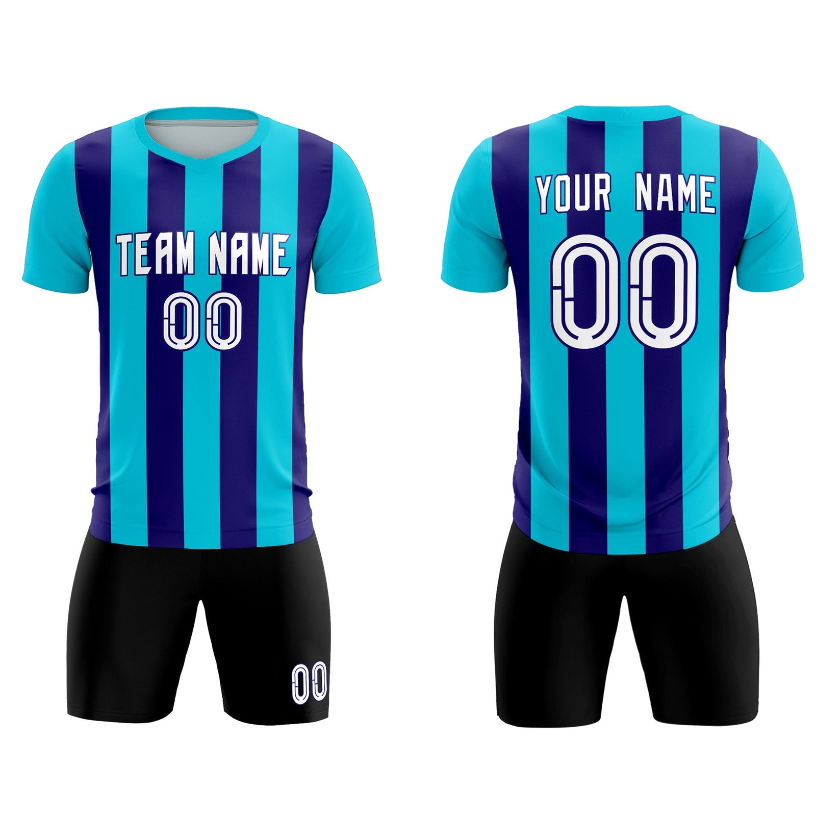 Custom Sky Blue Royal Vertical Stripes Casual Outdoor Soccer Sets Jersey