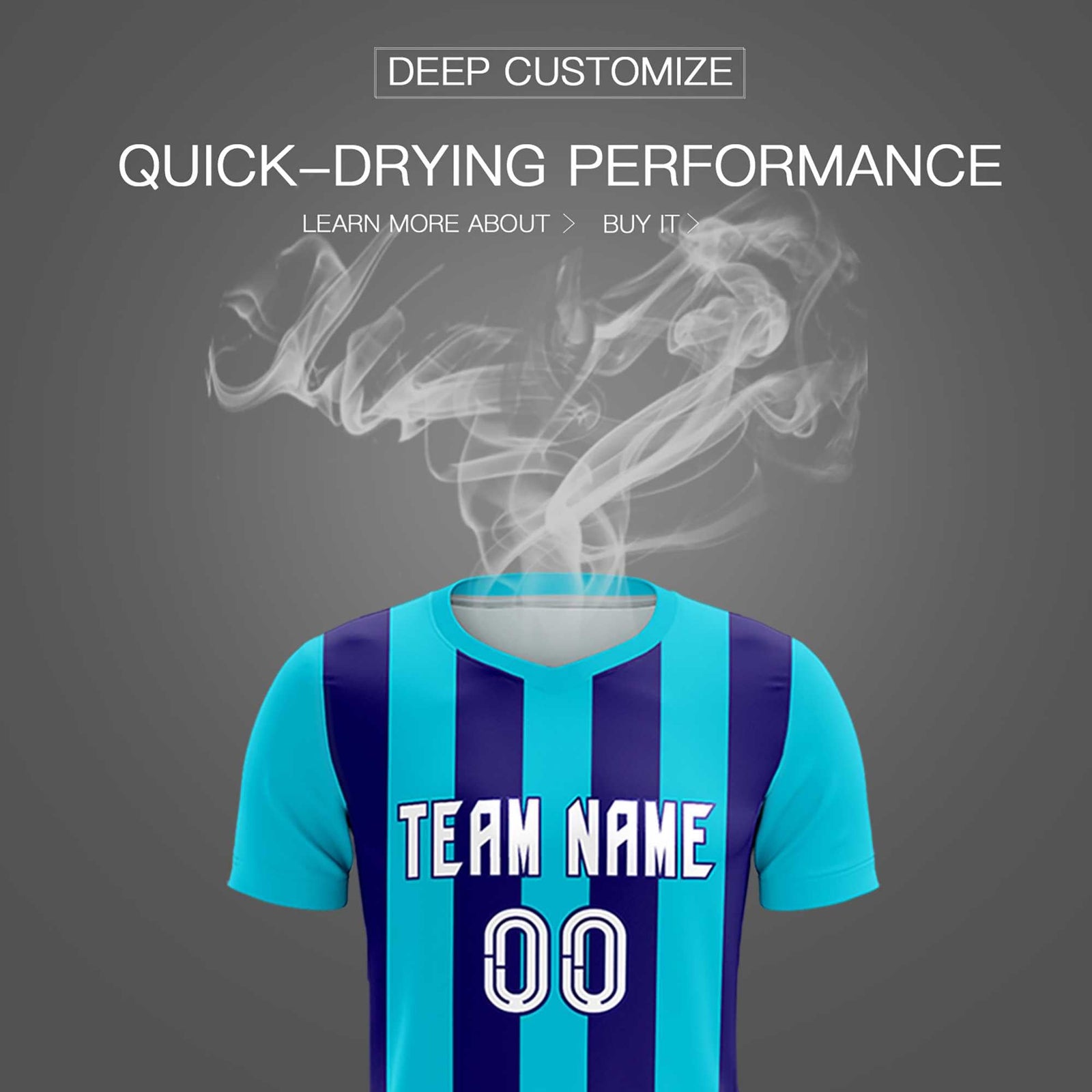 Custom Sky Blue Royal Vertical Stripes Casual Outdoor Soccer Sets Jersey