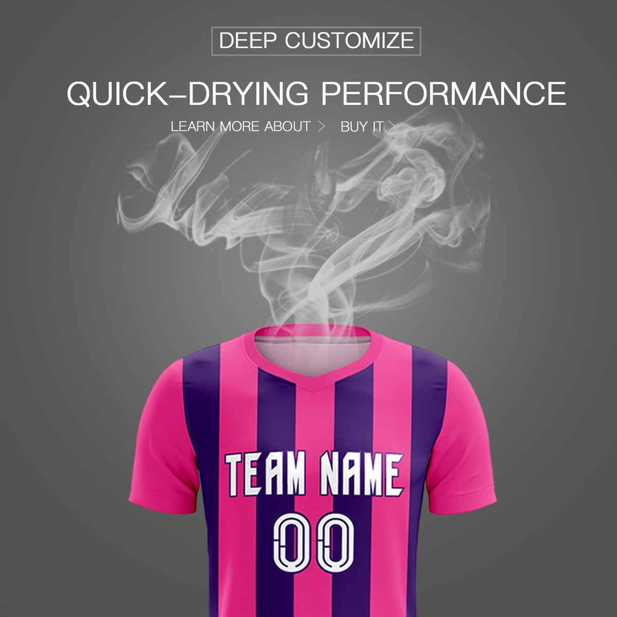 Custom Pink Purple Vertical Stripes Casual Outdoor Soccer Sets Jersey