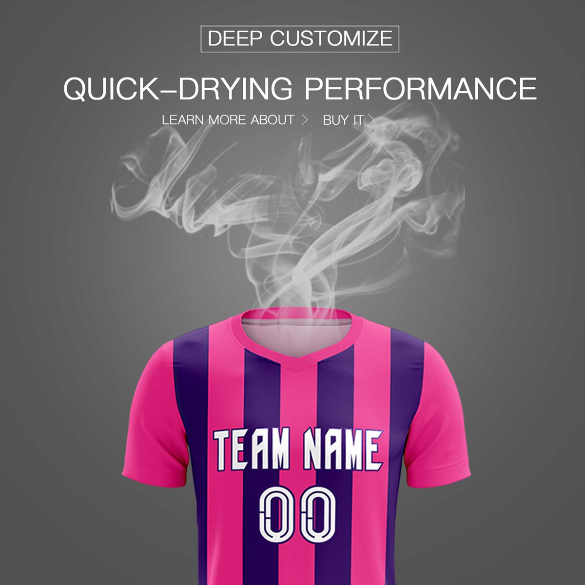 Custom Pink Purple Vertical Stripes Casual Outdoor Soccer Sets Jersey