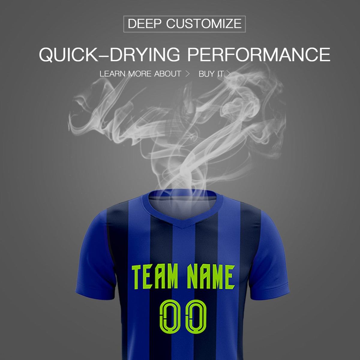 Custom Royal Navy Vertical Stripes Casual Outdoor Soccer Sets Jersey