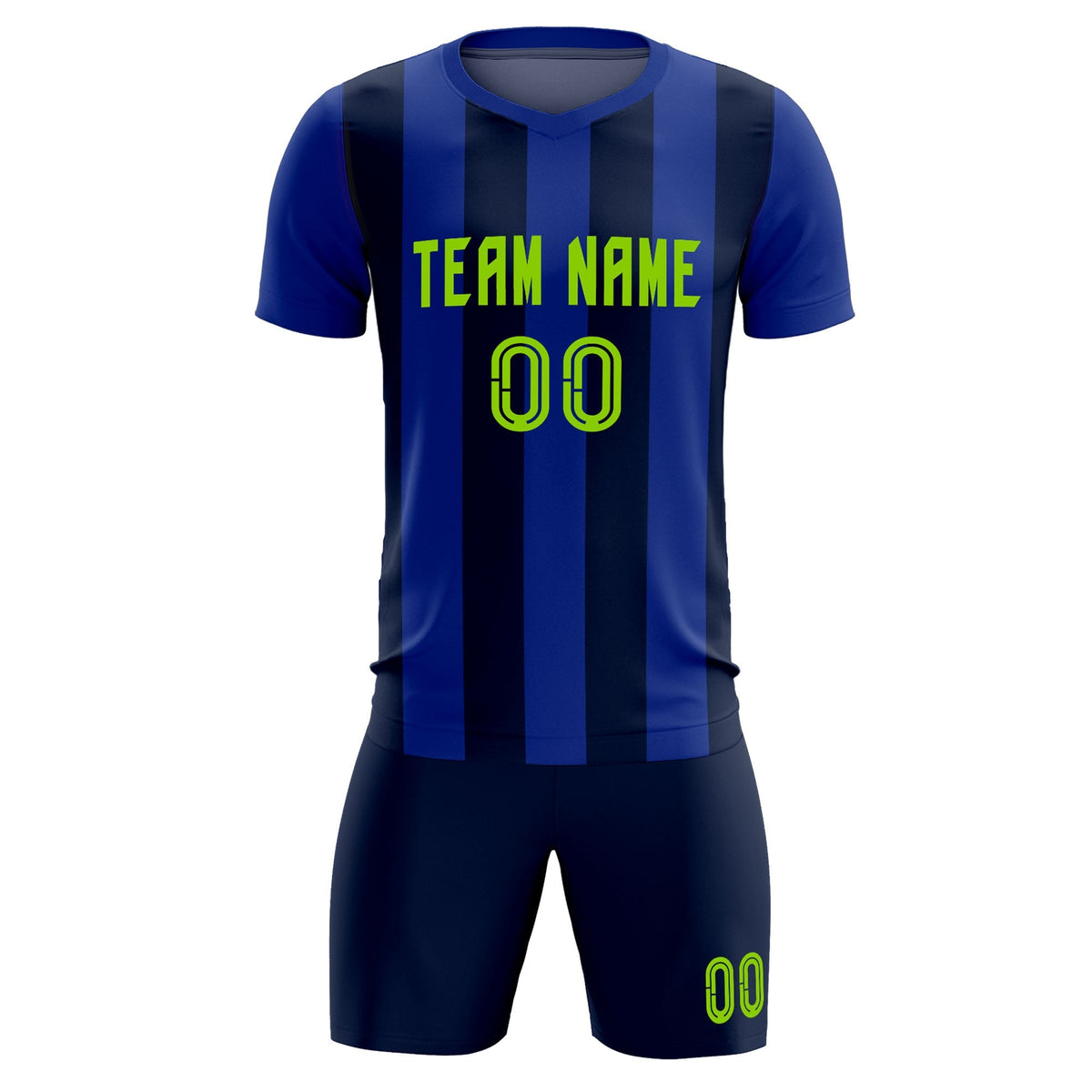Custom Royal Navy Vertical Stripes Casual Outdoor Soccer Sets Jersey