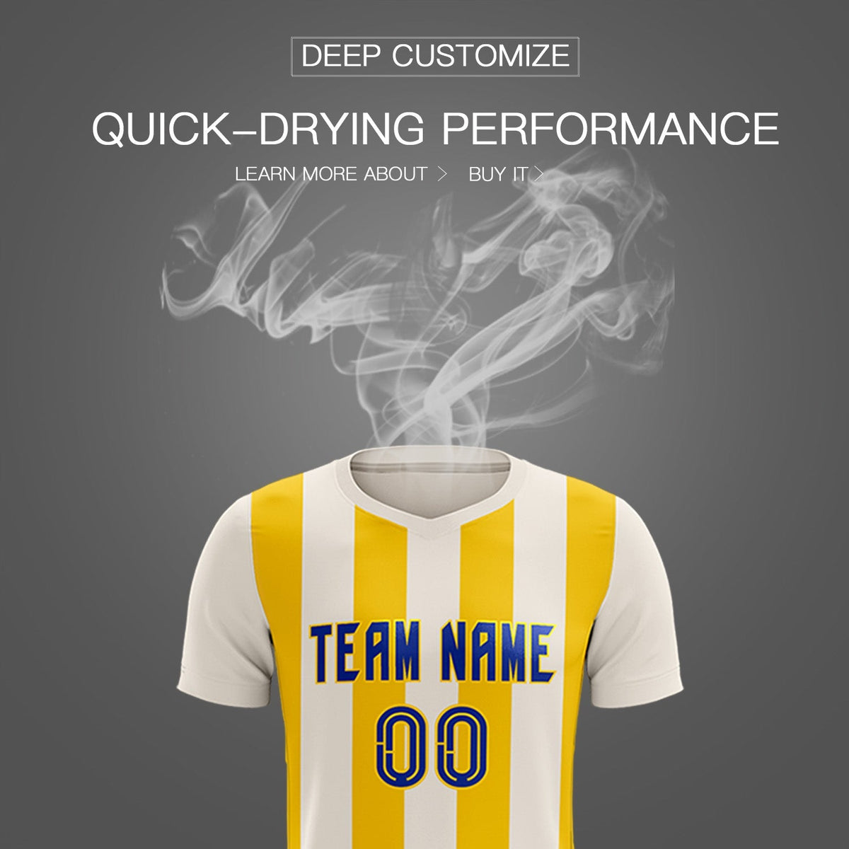 Custom Cream Gold Vertical Stripes Casual Outdoor Soccer Sets Jersey