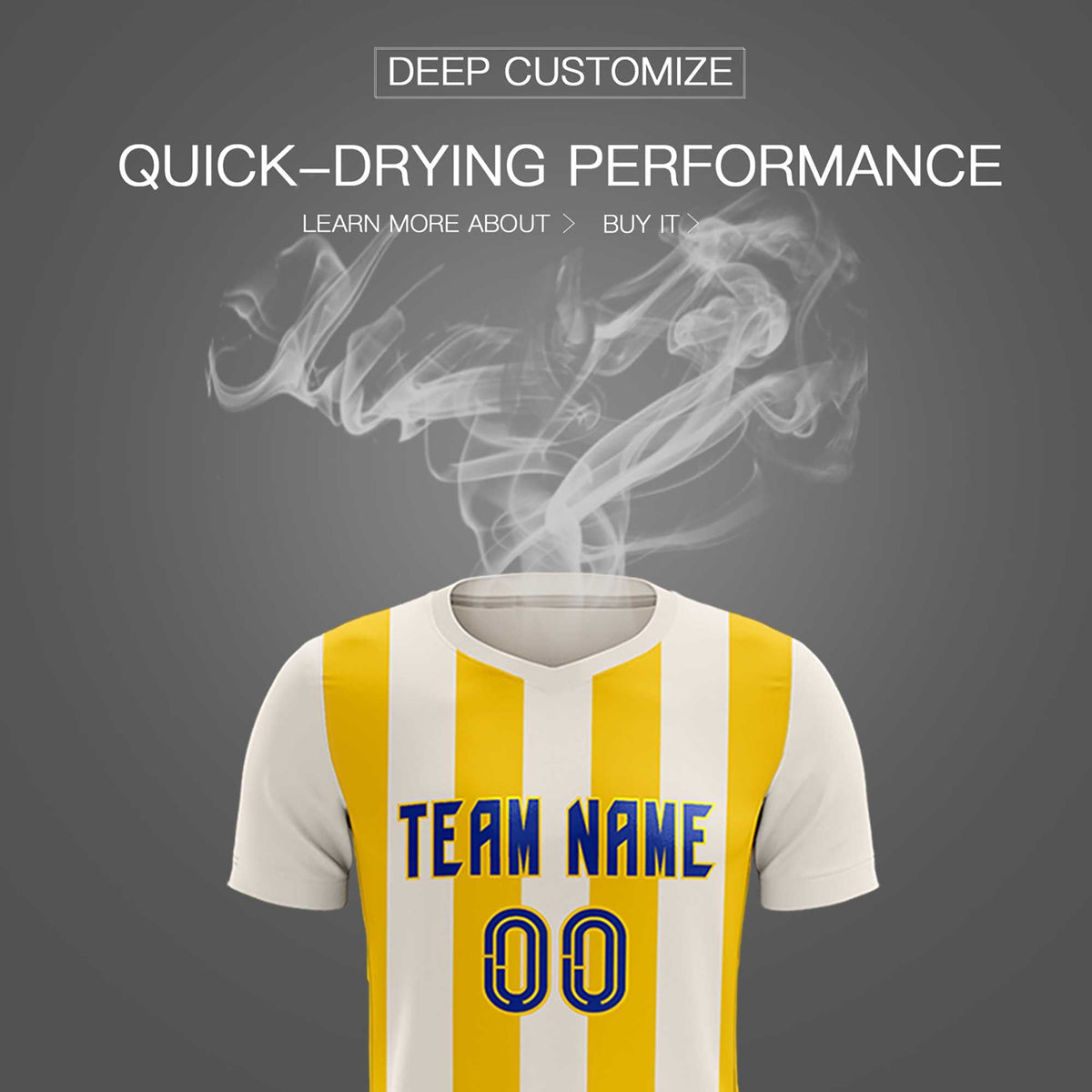 Custom Cream Gold Vertical Stripes Casual Outdoor Soccer Sets Jersey