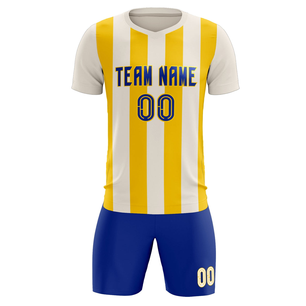 Custom Cream Gold Vertical Stripes Casual Outdoor Soccer Sets Jersey