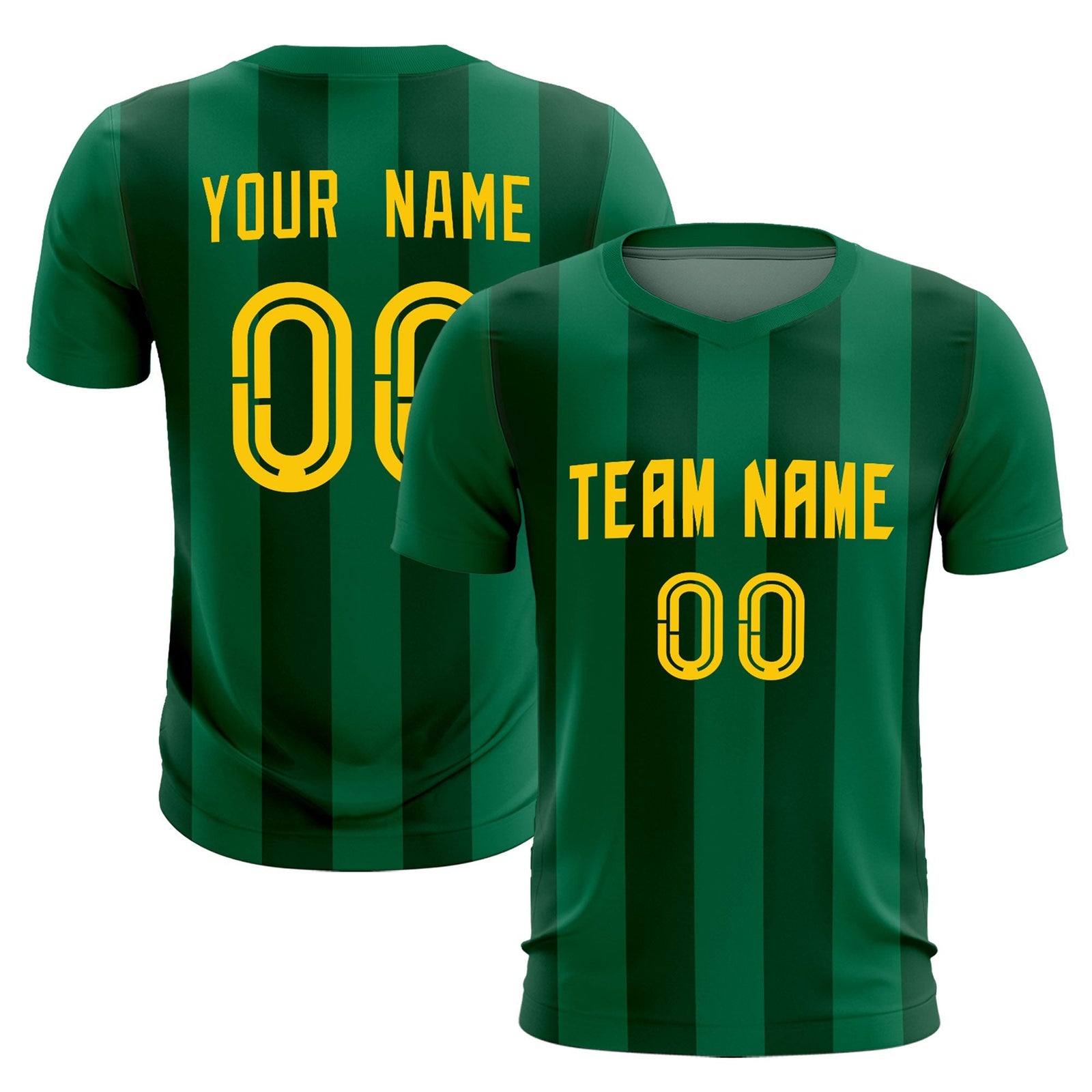 Custom Kelly Green Green Vertical Stripes Casual Outdoor Soccer Sets Jersey