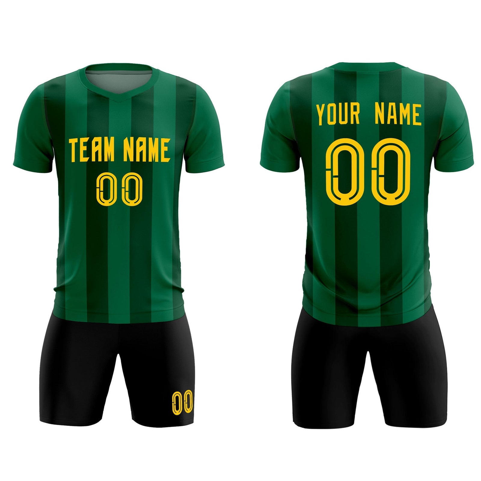 Custom Kelly Green Green Vertical Stripes Casual Outdoor Soccer Sets Jersey