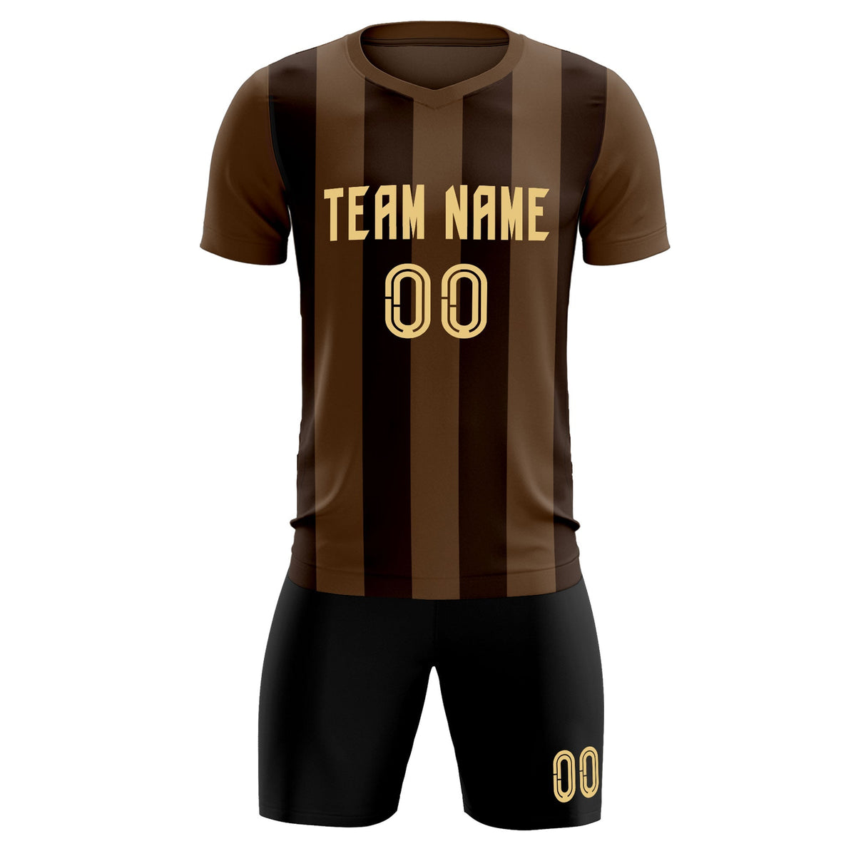 Custom Light Brown Brown Vertical Stripes Casual Outdoor Soccer Sets Jersey