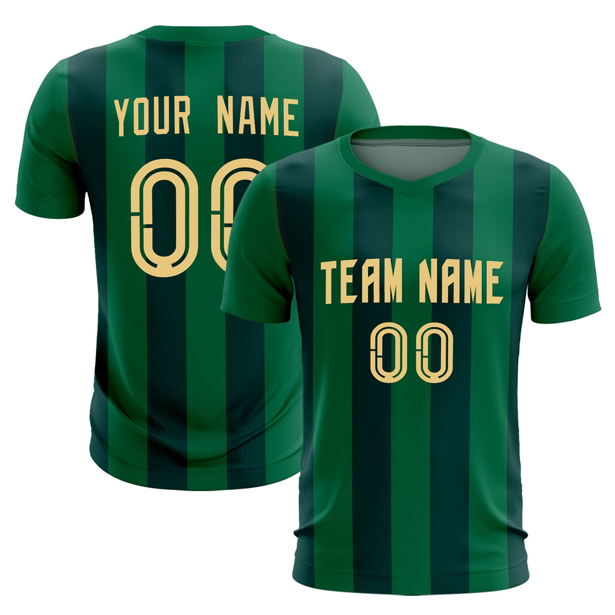 Custom Kelly Green Midnight Green Vertical Stripes Casual Outdoor Soccer Sets Jersey