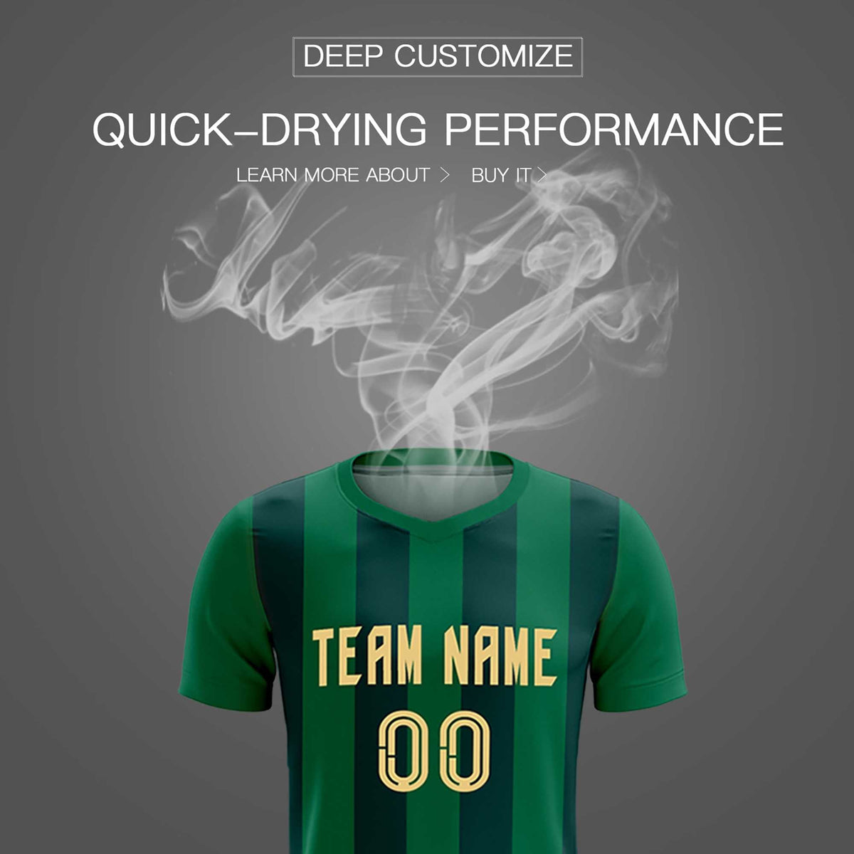 Custom Kelly Green Midnight Green Vertical Stripes Casual Outdoor Soccer Sets Jersey