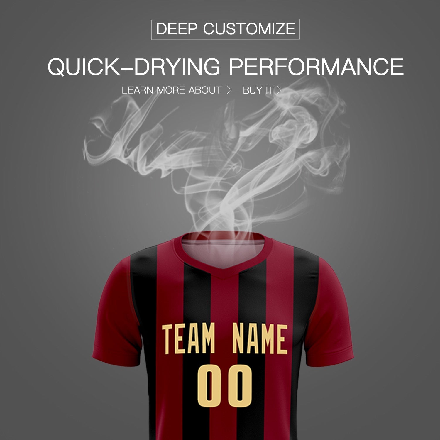 Custom Crimson Black Vertical Stripes Casual Outdoor Soccer Sets Jersey