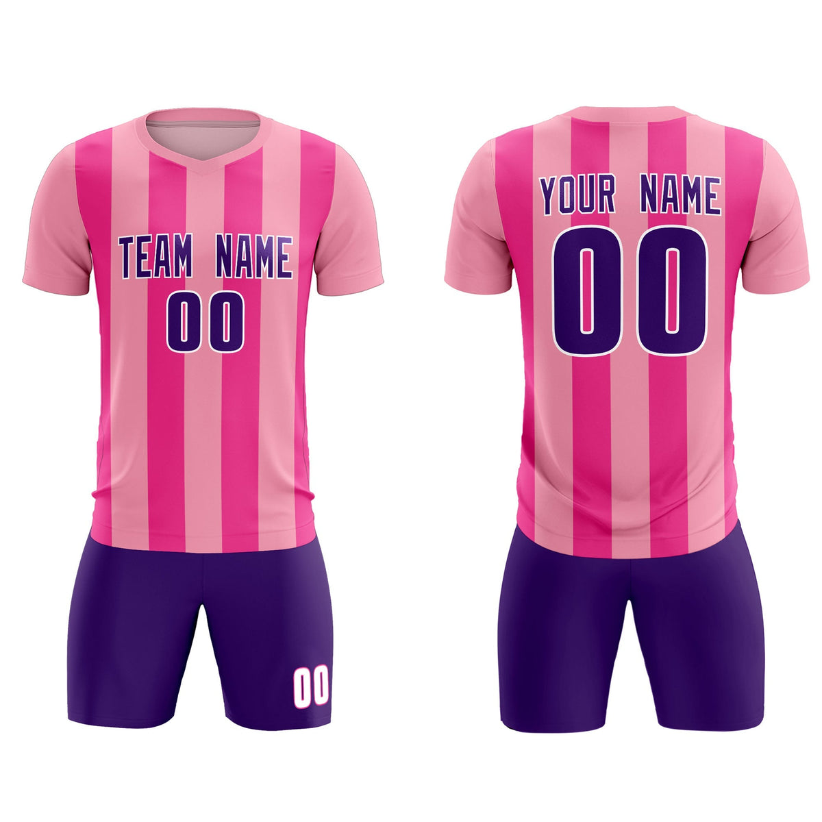 Custom Light Pink Pink Vertical Stripes Casual Outdoor Soccer Sets Jersey