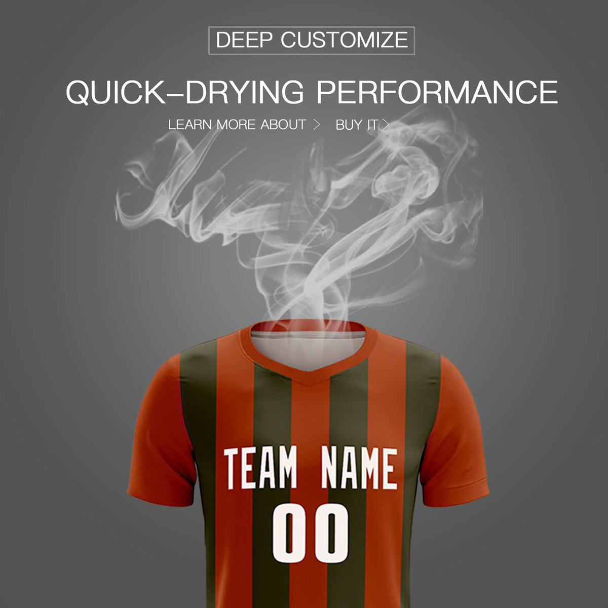 Custom Texas Orange Olive Vertical Stripes Casual Outdoor Soccer Sets Jersey