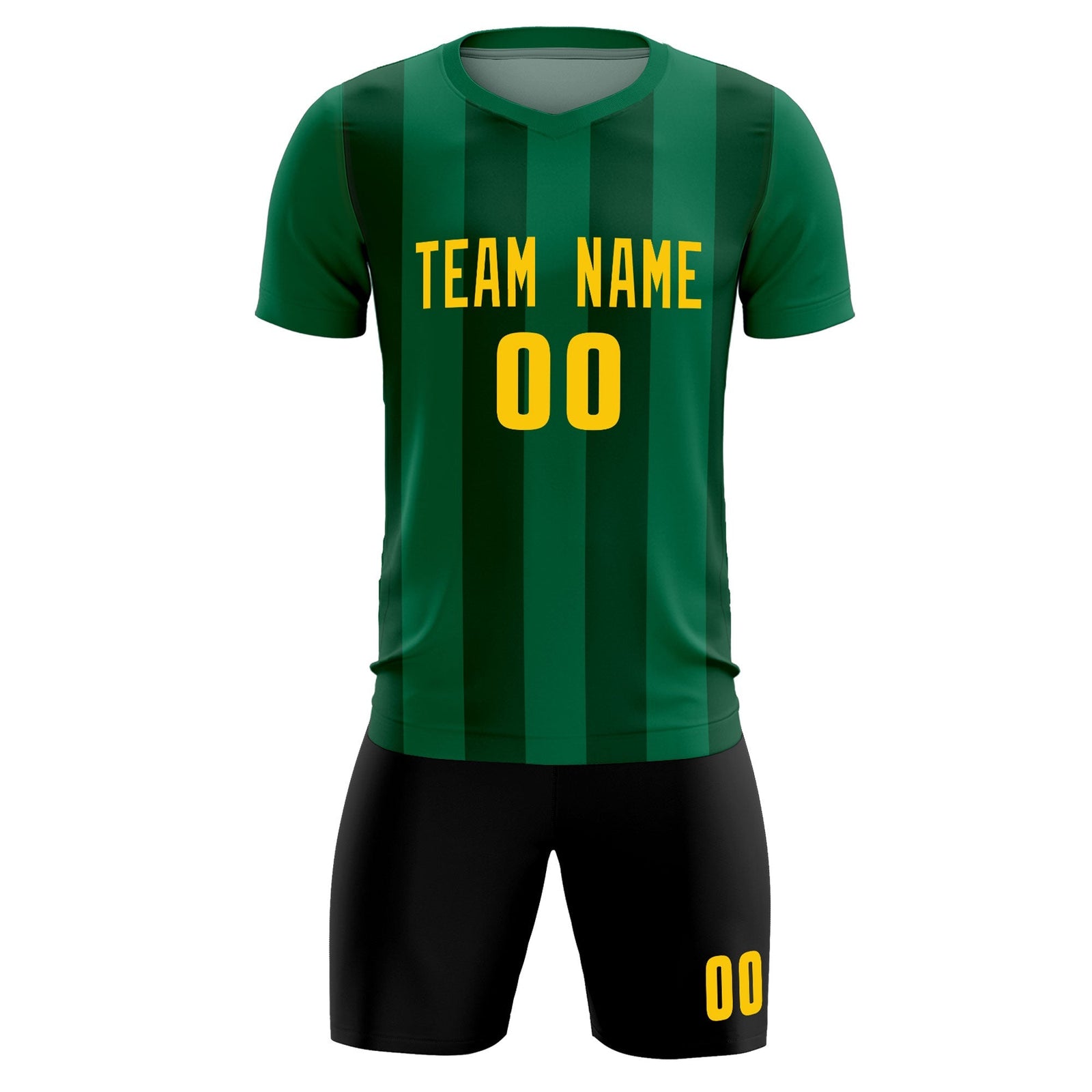Custom Kelly Green Green Vertical Stripes Casual Outdoor Soccer Sets Jersey