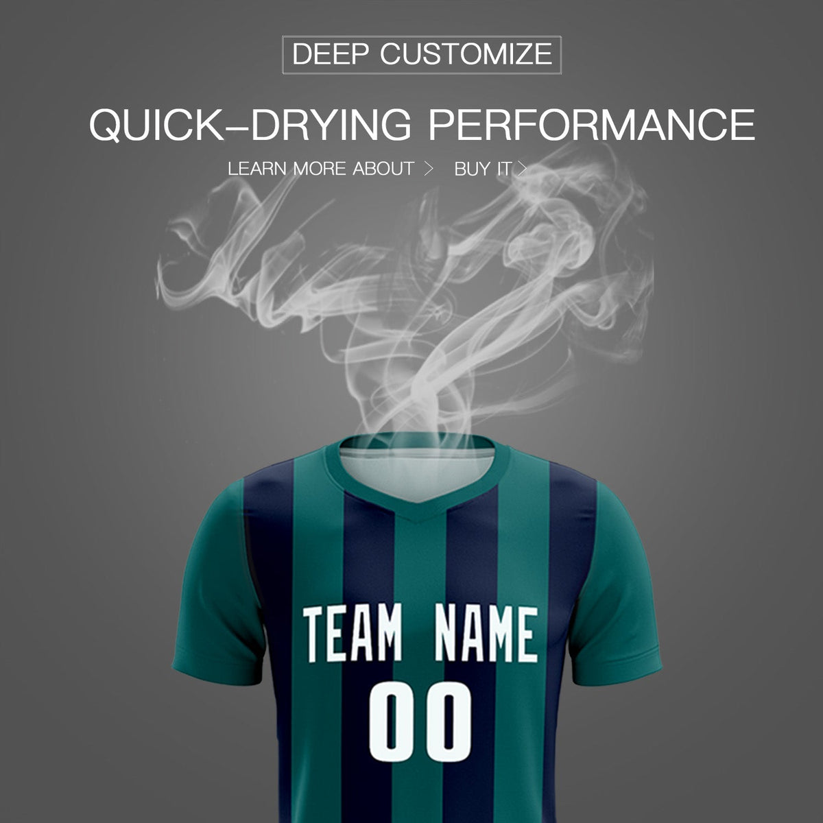 Custom Aqua Navy Vertical Stripes Casual Outdoor Soccer Sets Jersey