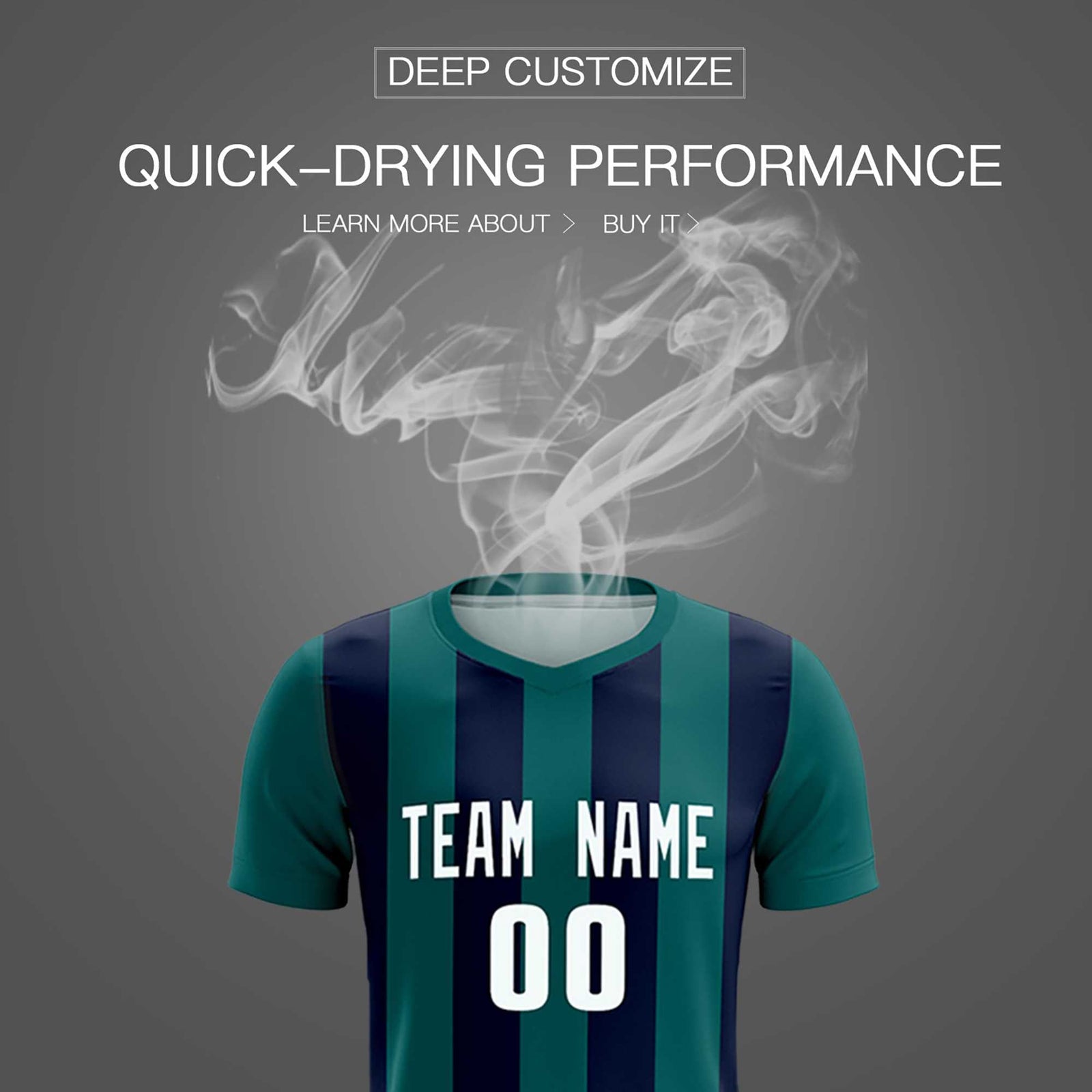 Custom Aqua Navy Vertical Stripes Casual Outdoor Soccer Sets Jersey