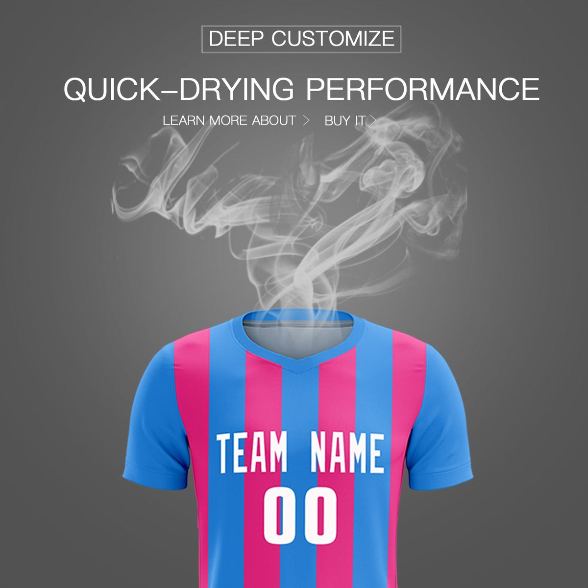 Custom Powder Blue Pink Vertical Stripes Casual Outdoor Soccer Sets Jersey