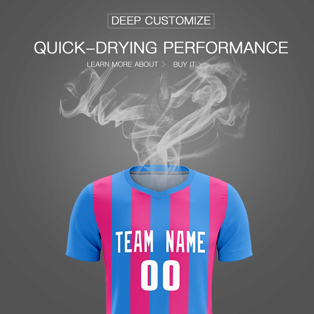 Custom Powder Blue Pink Vertical Stripes Casual Outdoor Soccer Sets Jersey