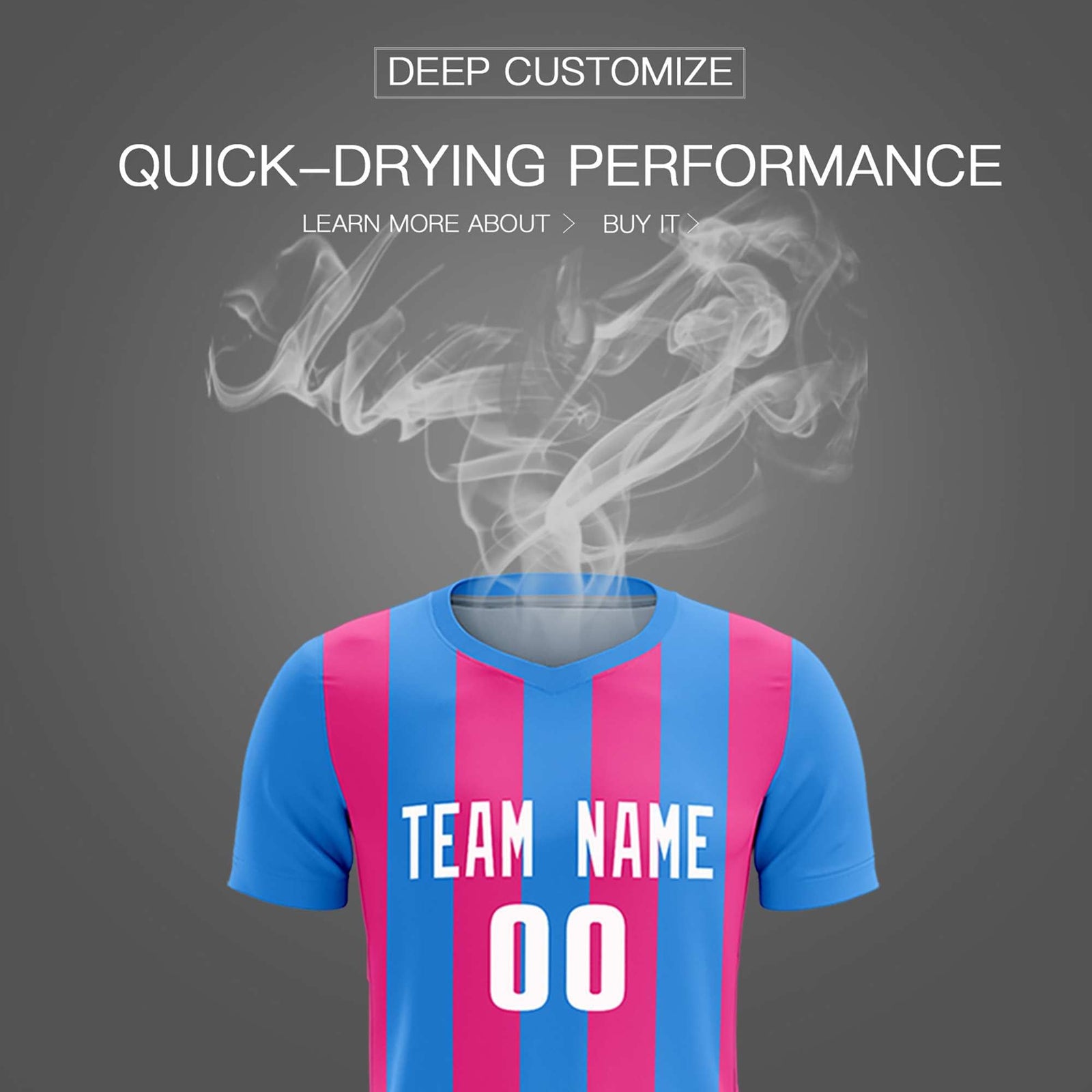 Custom Powder Blue Pink Vertical Stripes Casual Outdoor Soccer Sets Jersey