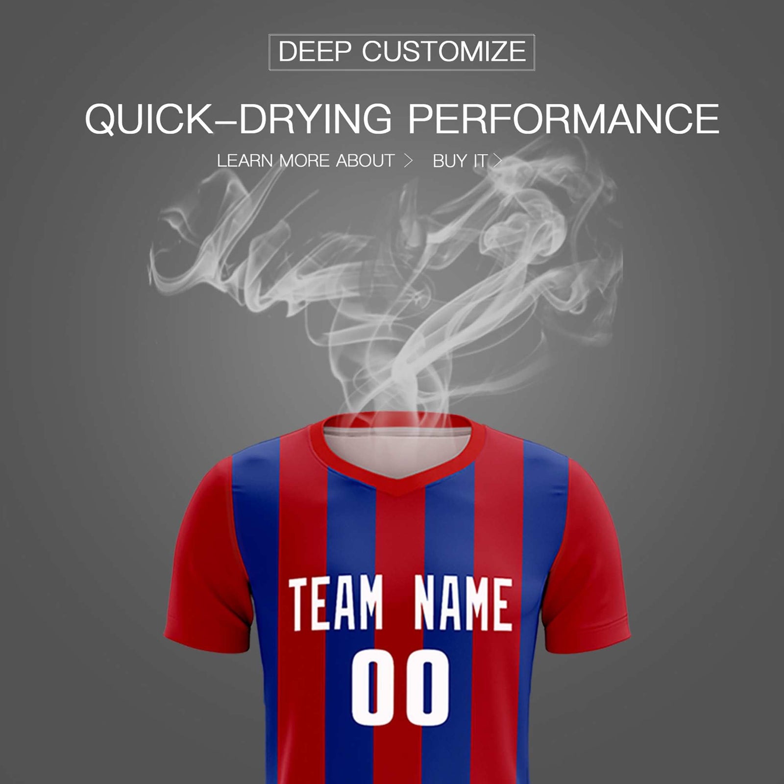 Custom Red Royal Vertical Stripes Casual Outdoor Soccer Sets Jersey