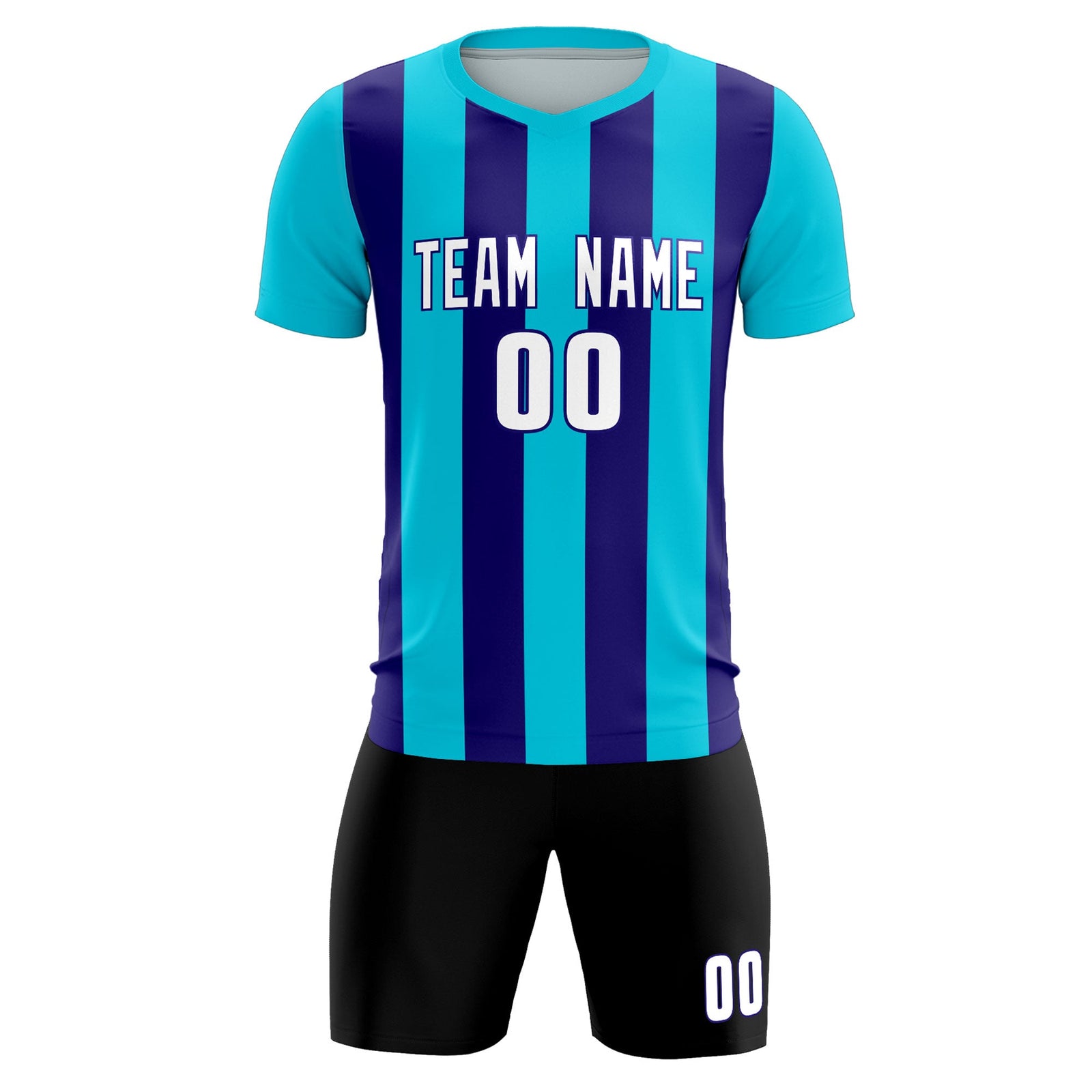 Custom Sky Blue Royal Vertical Stripes Casual Outdoor Soccer Sets Jersey