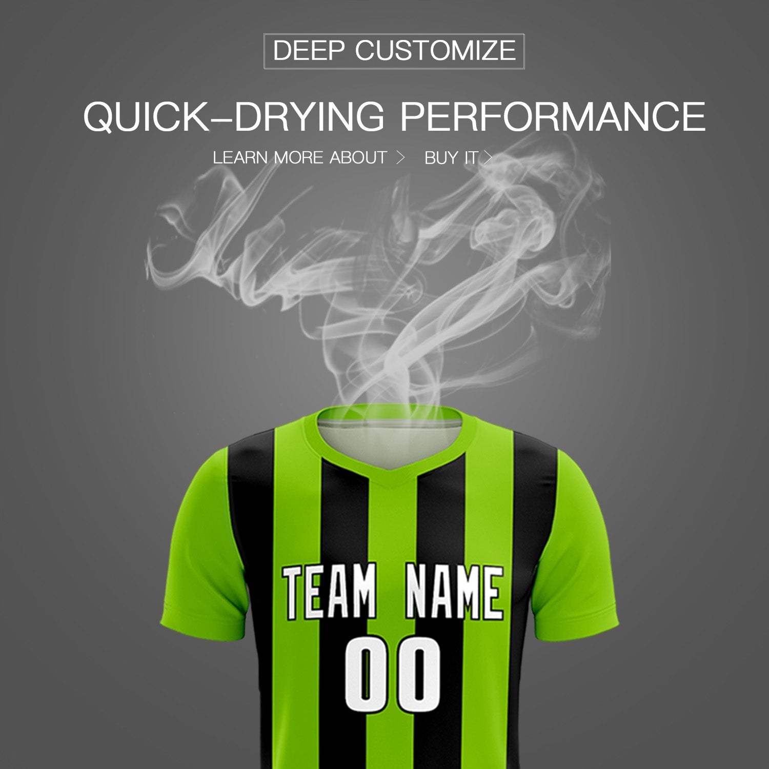 Custom Neon Green Black Vertical Stripes Casual Outdoor Soccer Sets Jersey