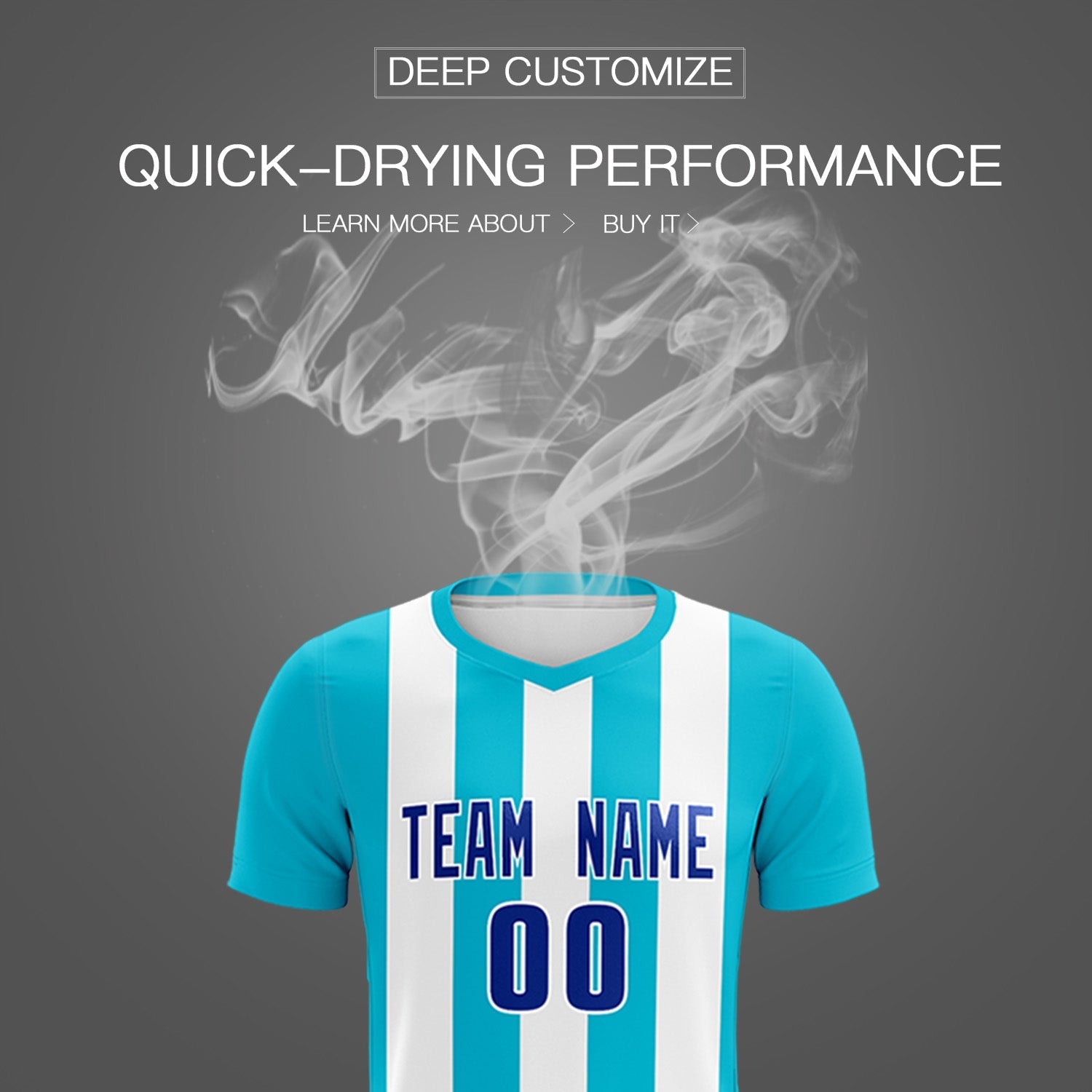 Custom White Sky Blue Vertical Stripes Casual Outdoor Soccer Sets Jersey