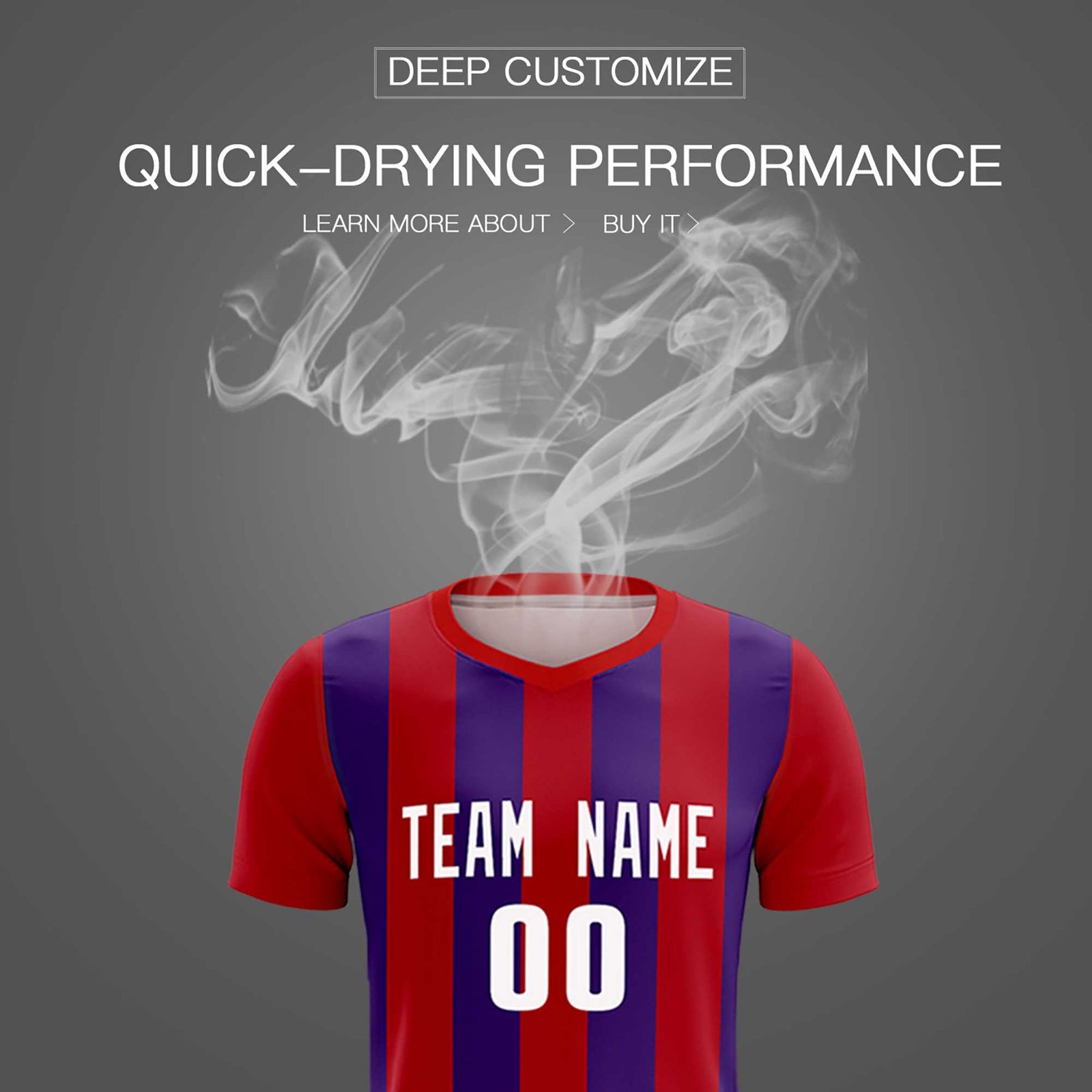 Custom Red Purple Vertical Stripes Casual Outdoor Soccer Sets Jersey