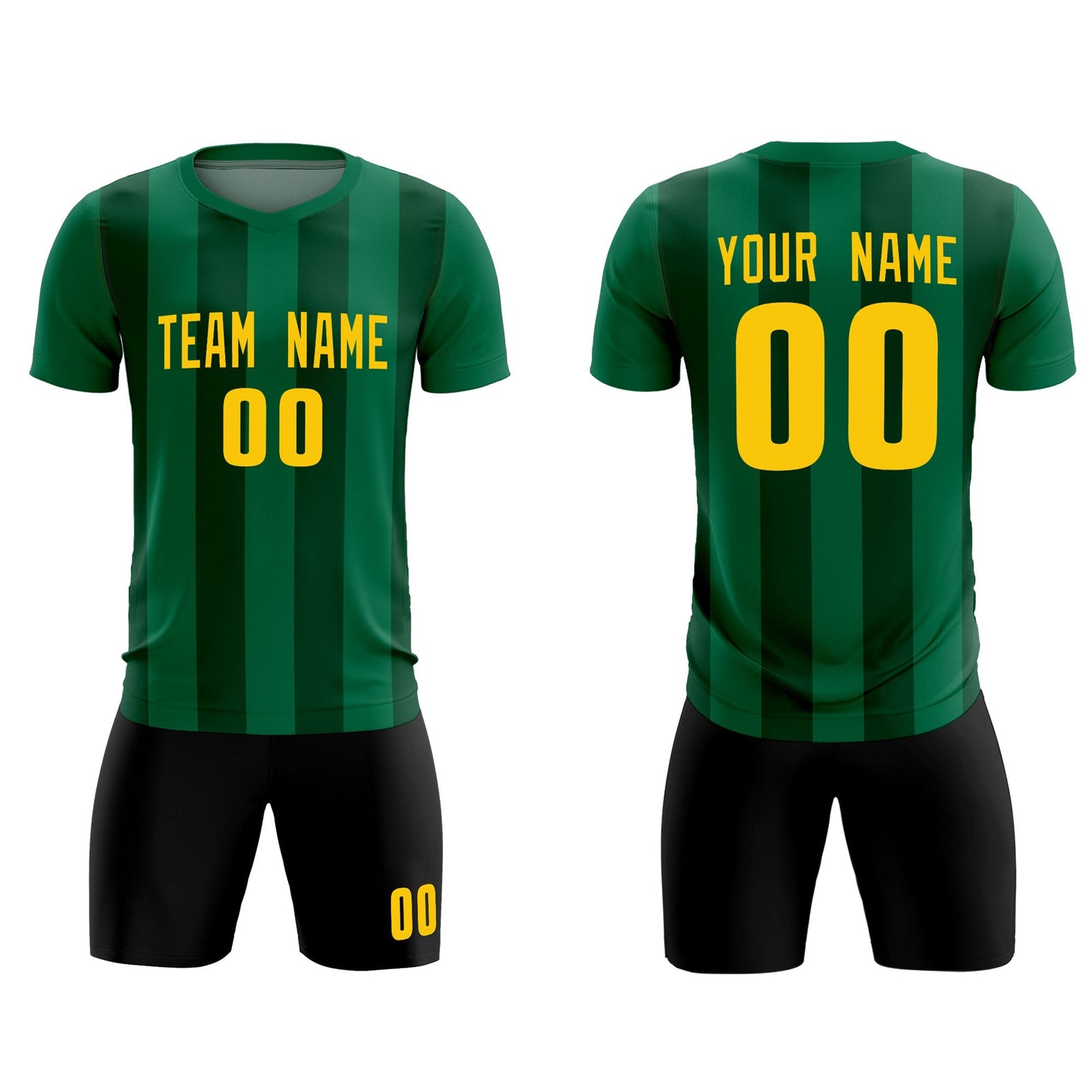 Custom Kelly Green Green Vertical Stripes Casual Outdoor Soccer Sets Jersey