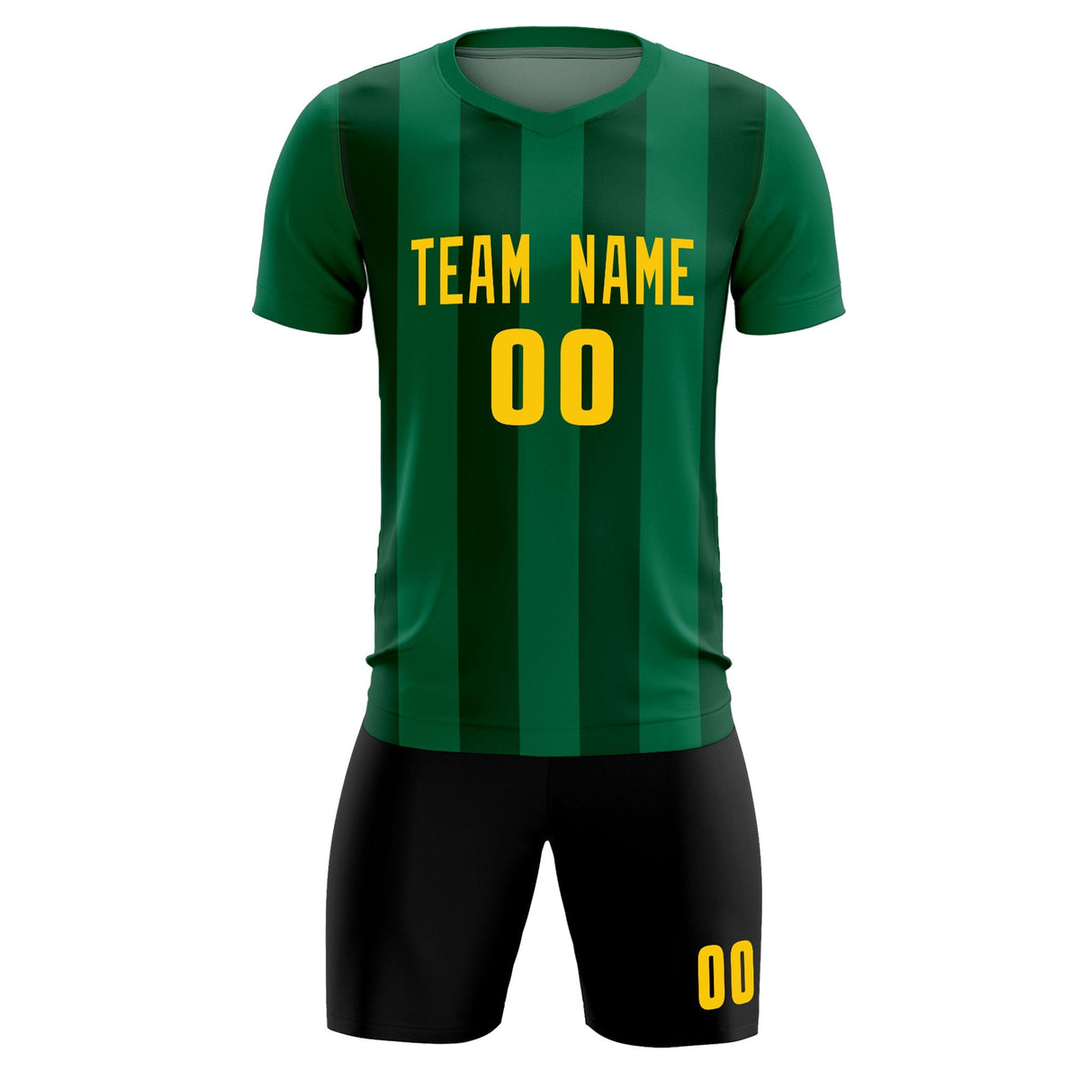 Custom Kelly Green Green Vertical Stripes Casual Outdoor Soccer Sets Jersey
