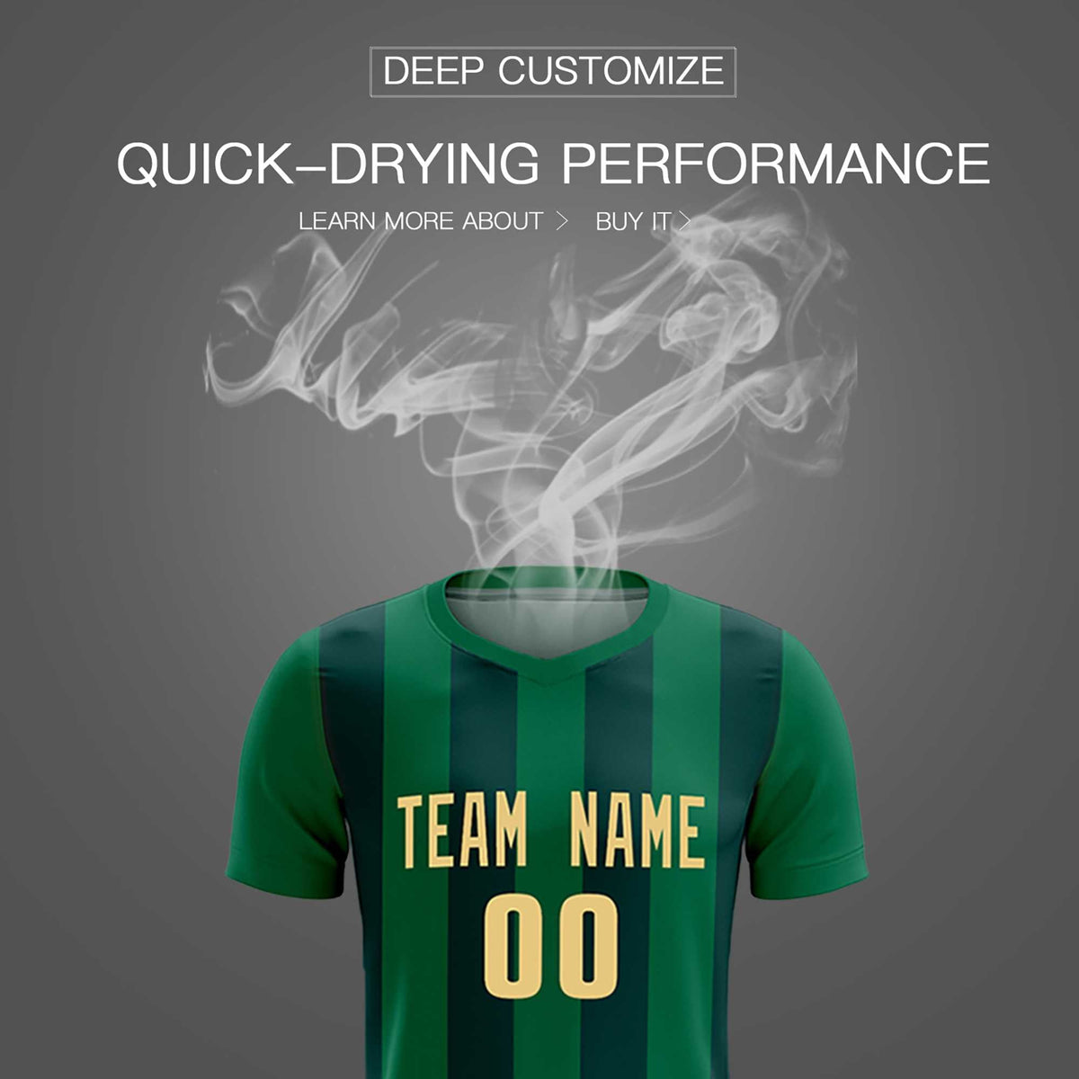 Custom Kelly Green Midnight Green Vertical Stripes Casual Outdoor Soccer Sets Jersey
