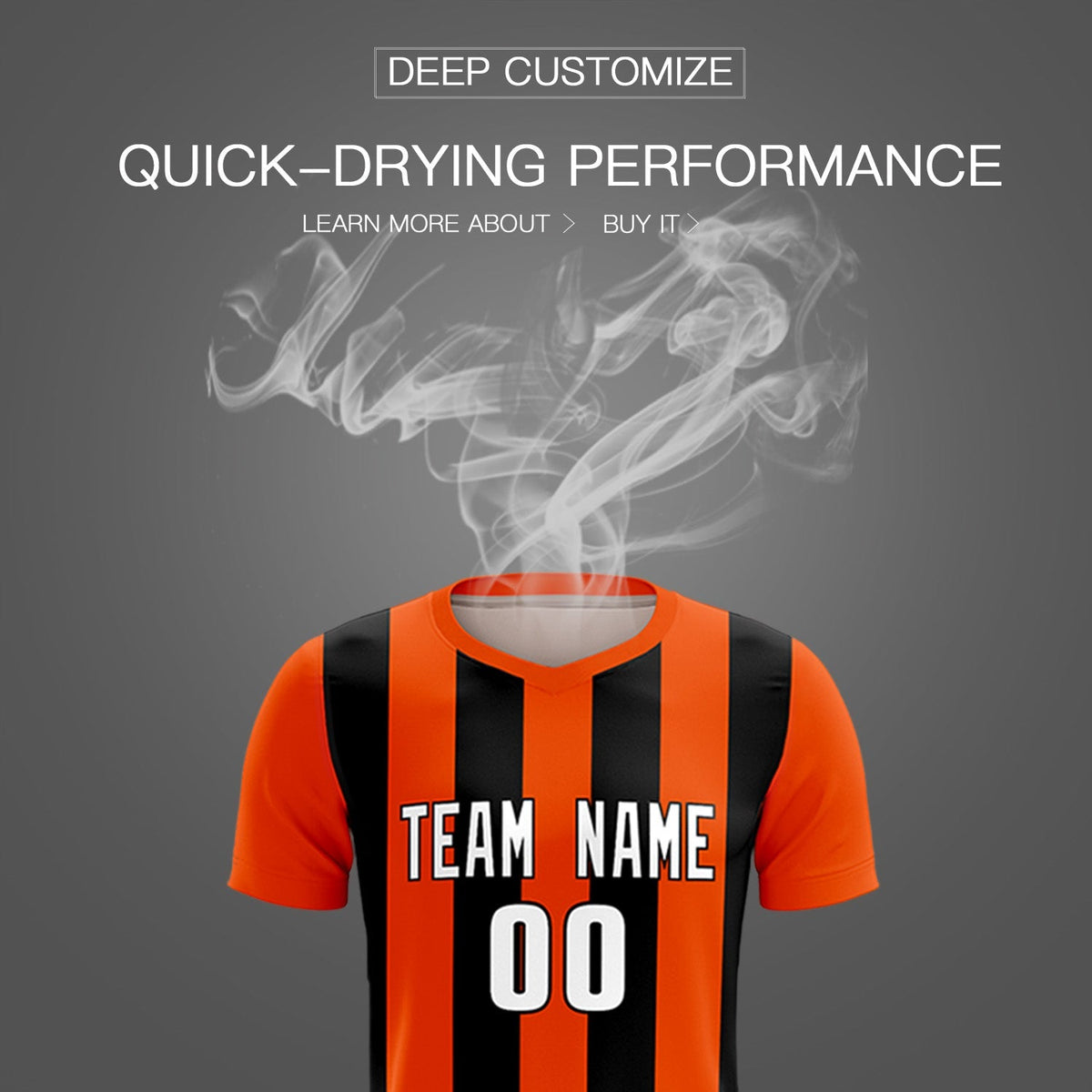 Custom Orange Black Vertical Stripes Casual Outdoor Soccer Sets Jersey