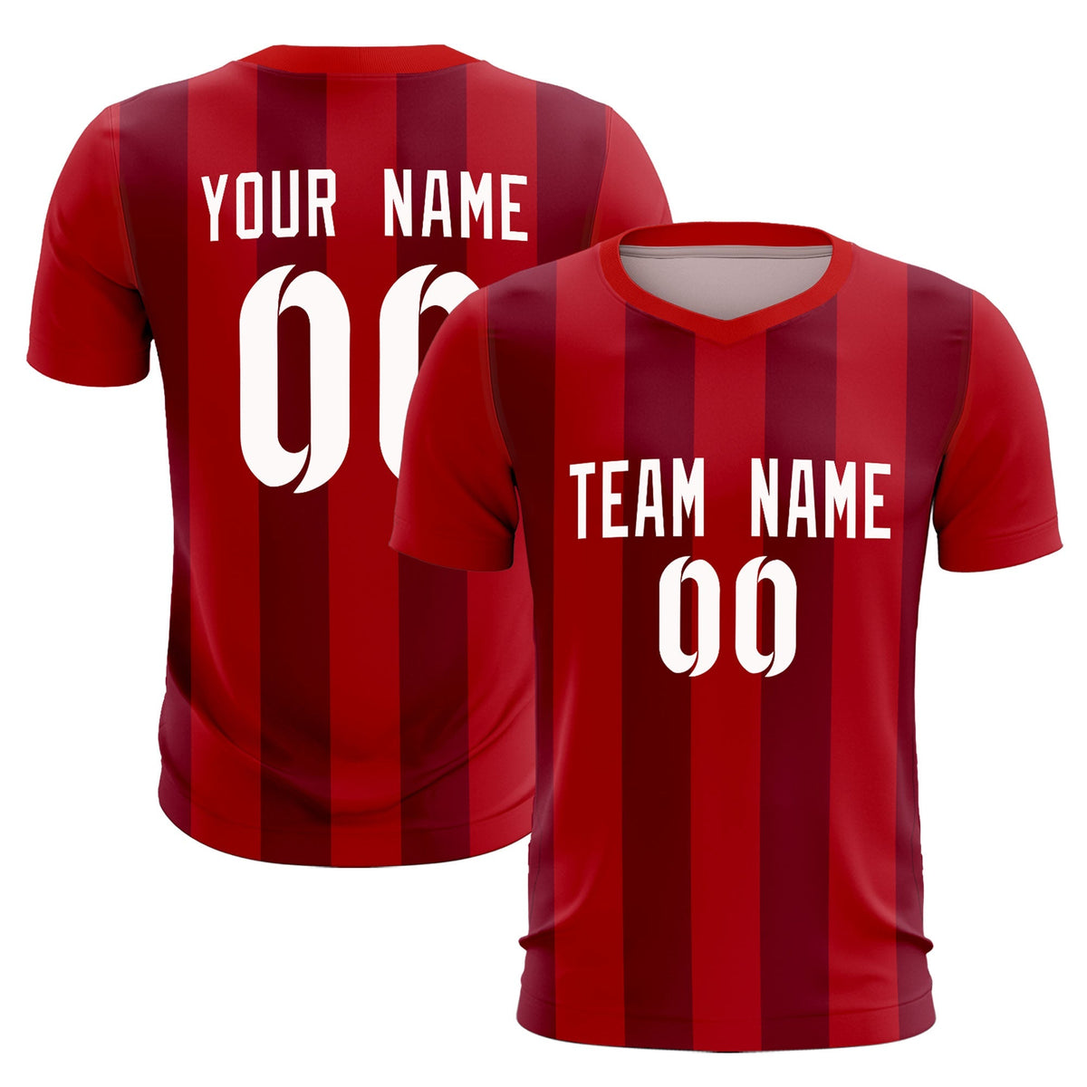 Custom Red Crimson Vertical Stripes Casual Outdoor Soccer Sets Jersey