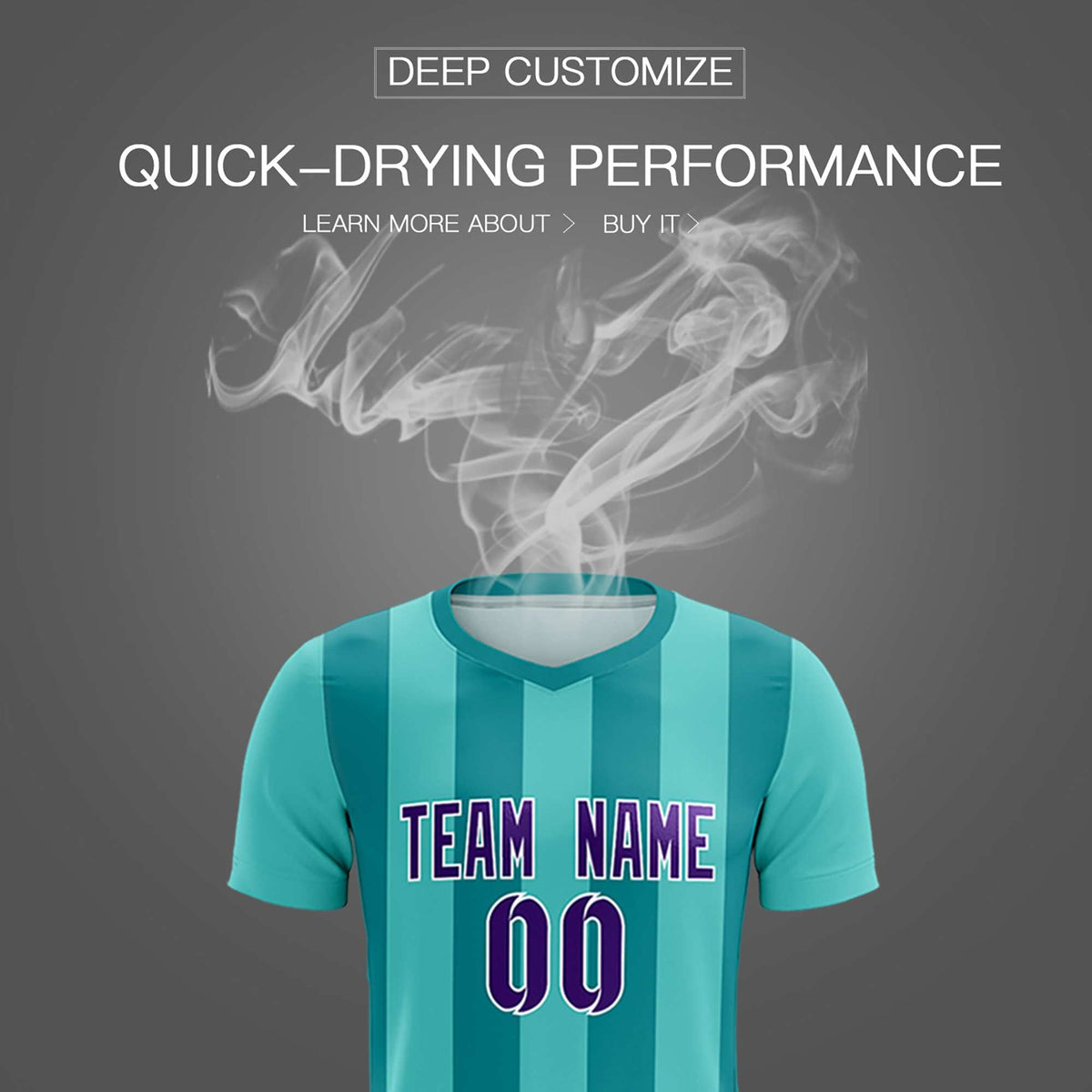 Custom Bright Green Aqua Vertical Stripes Casual Outdoor Soccer Sets Jersey