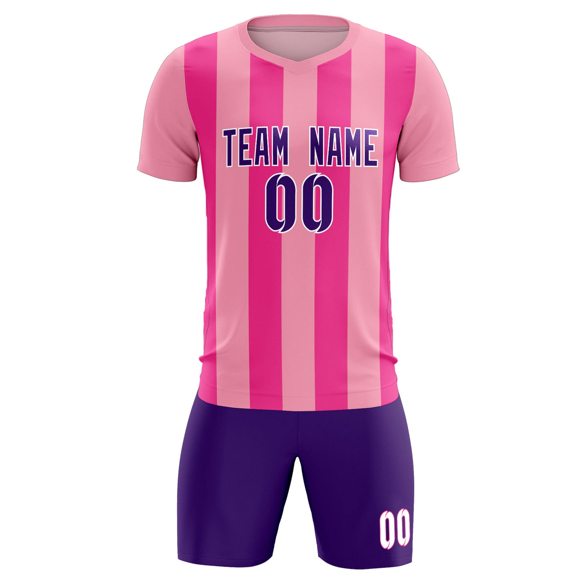 Custom Light Pink Pink Vertical Stripes Casual Outdoor Soccer Sets Jersey