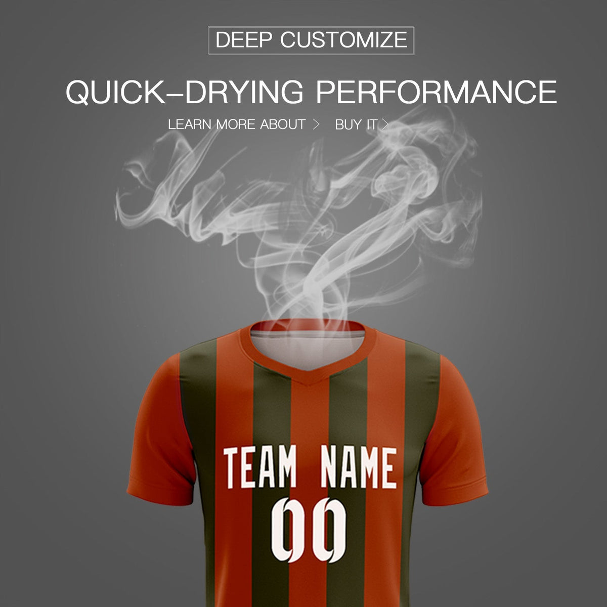 Custom Texas Orange Olive Vertical Stripes Casual Outdoor Soccer Sets Jersey