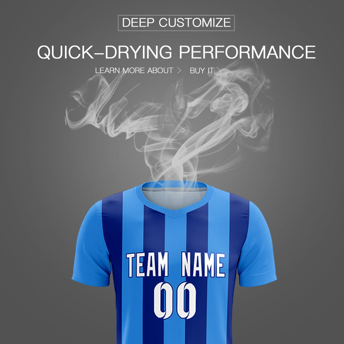 Custom Powder Blue Royal Vertical Stripes Casual Outdoor Soccer Sets Jersey