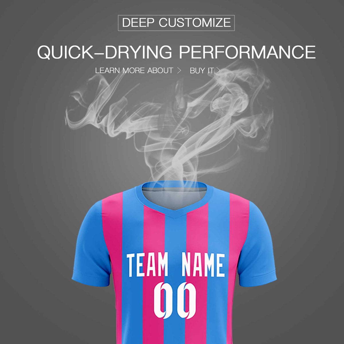 Custom Powder Blue Pink Vertical Stripes Casual Outdoor Soccer Sets Jersey