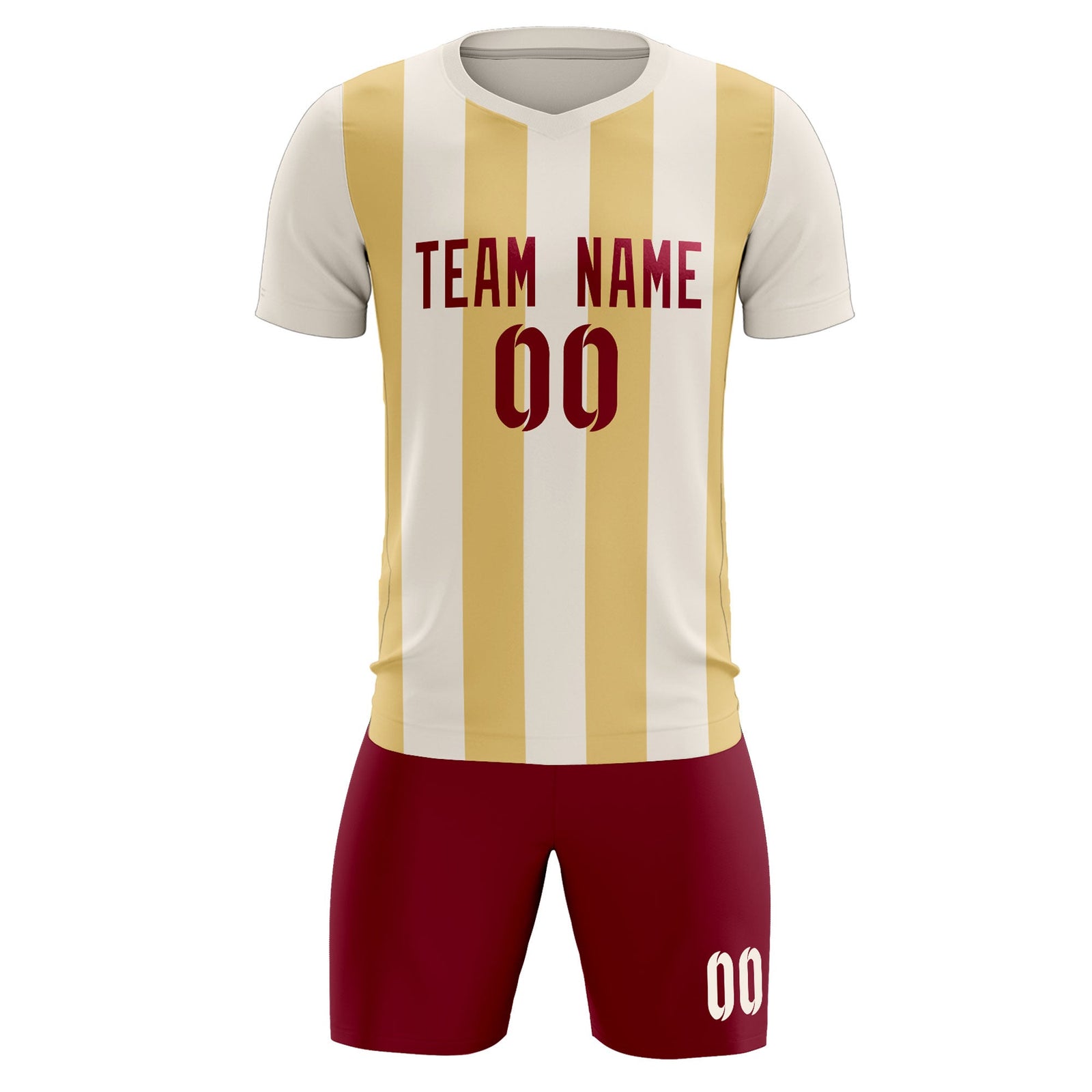 Custom Cream Khaki Vertical Stripes Casual Outdoor Soccer Sets Jersey