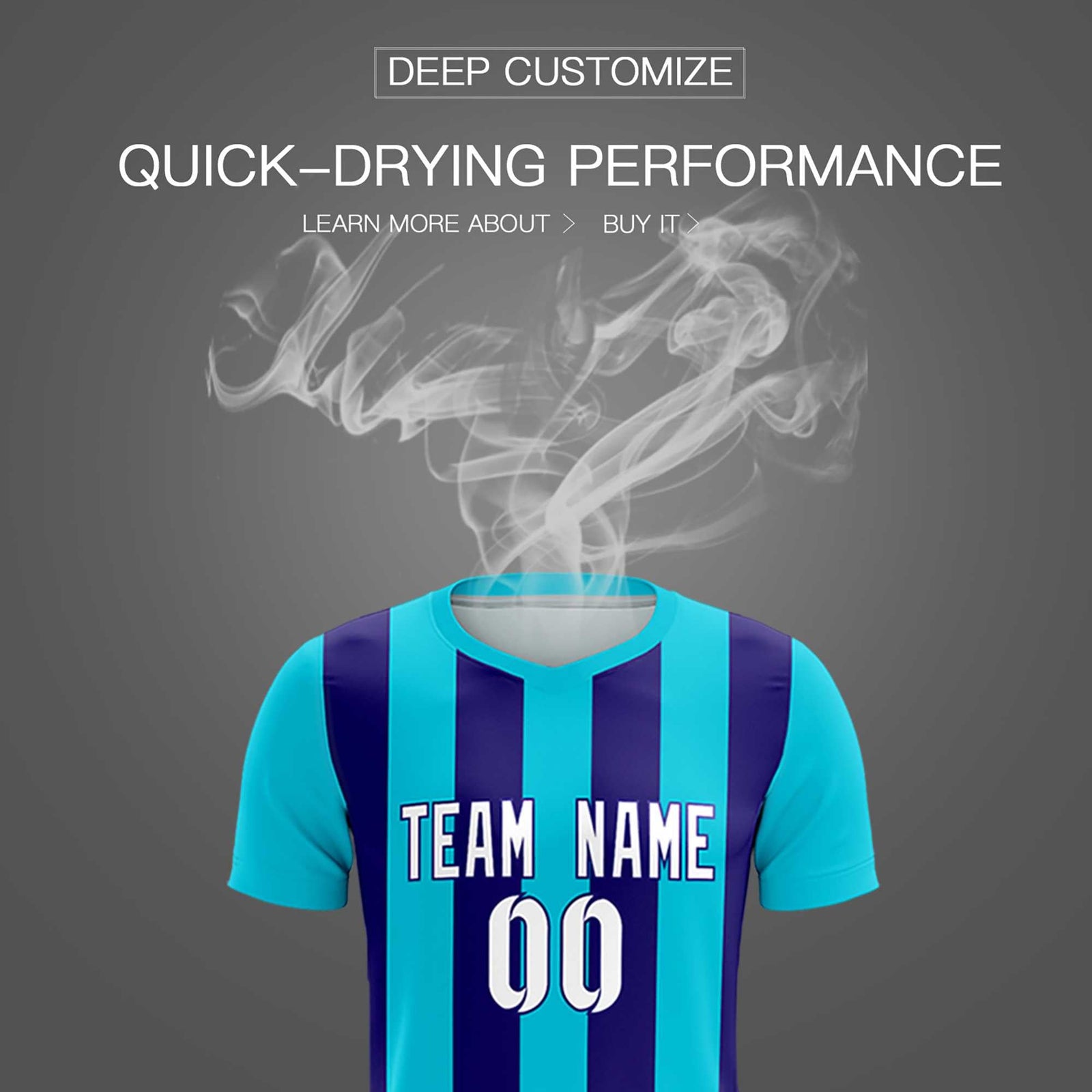 Custom Sky Blue Royal Vertical Stripes Casual Outdoor Soccer Sets Jersey